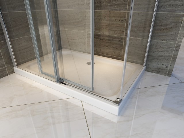 ALONI SHOWER ENCLOSURE - SLIDING DOOR AND SIDE PANEL - 900 X 1200 X 1950MM - CHROME - CLEAR GLASS