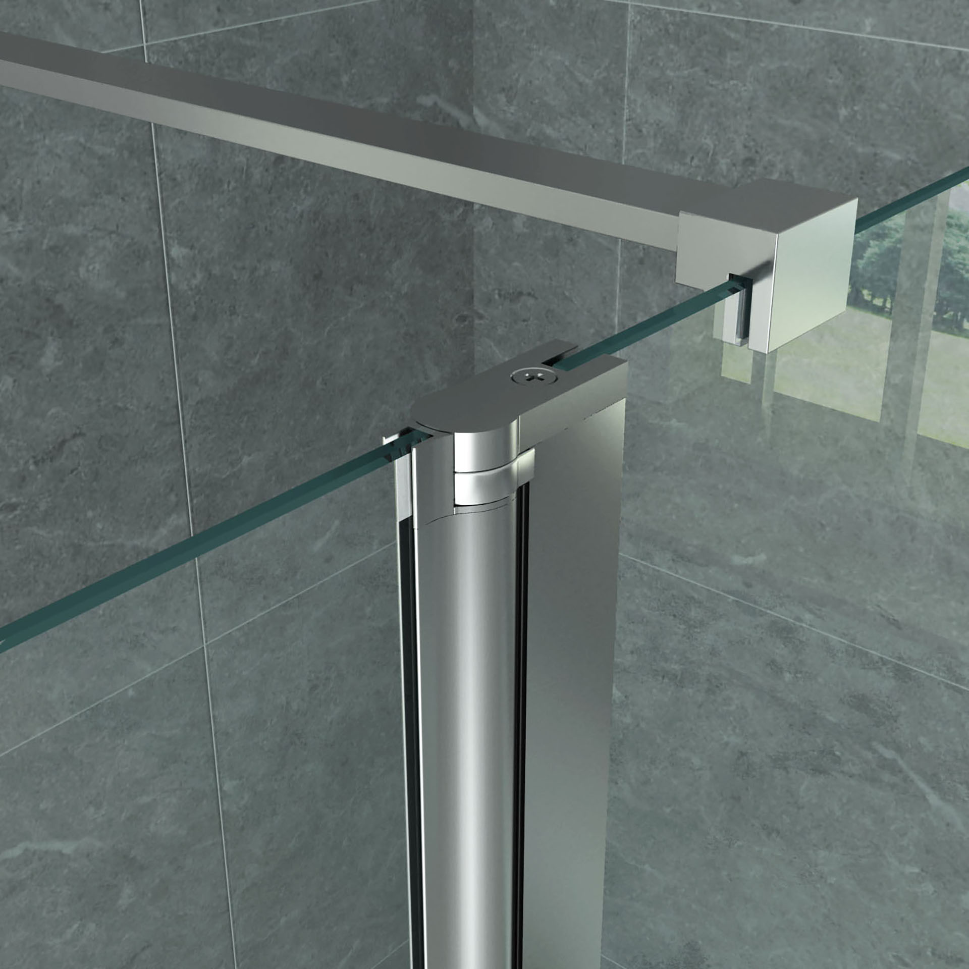ALONI SIDE PANEL WITH CONNECTION PROFILE FOR WALK-IN SHOWER - PIVOTING - 400 X 2000MM - CHROME - CLEAR GLASS