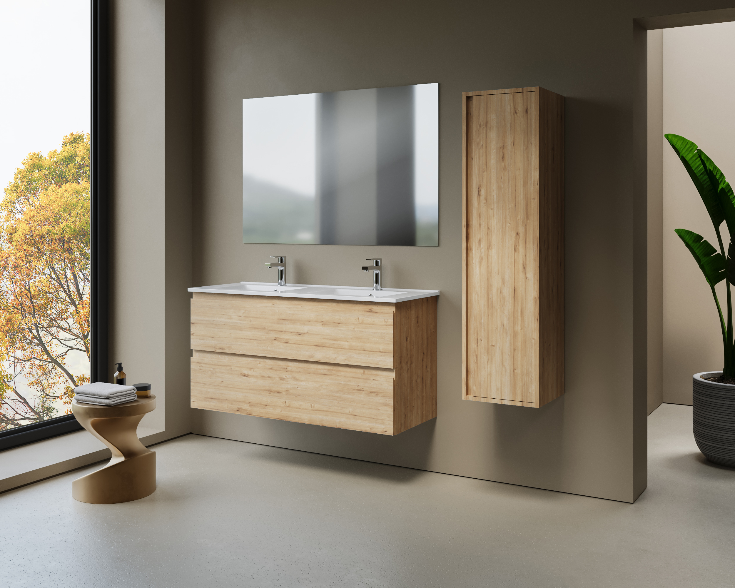 ALONI SALLY XL MEUBLE SOUS-VASQUE - 2 TIROIRS - SOFTCLOSE - SANS POIGNÉE - 118X60X45,3 CM - SAPHIR