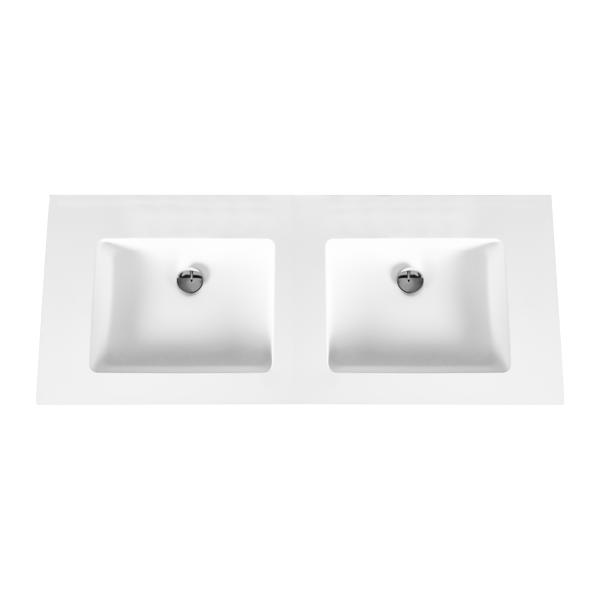 ALONI SOLID SURFACE DUBBELE WASTAFEL ZONDER KRAANGAT (120CM) - WIT