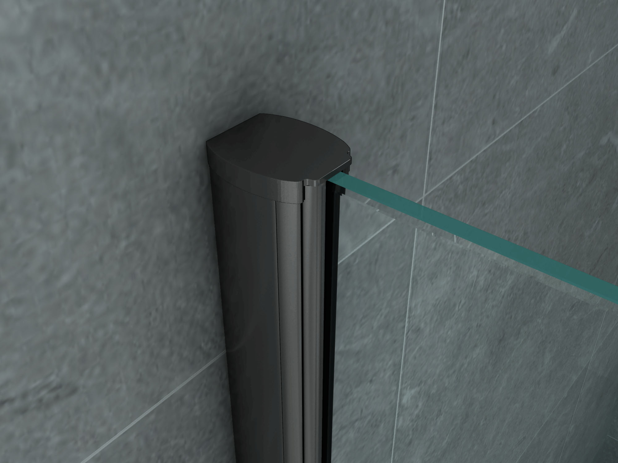 ALONI SHOWER ENCLOSURE - SLIDING DOOR AND SIDE PANEL - 900 X 1400 X 1950MM - MATT BLACK - CLEAR GLASS