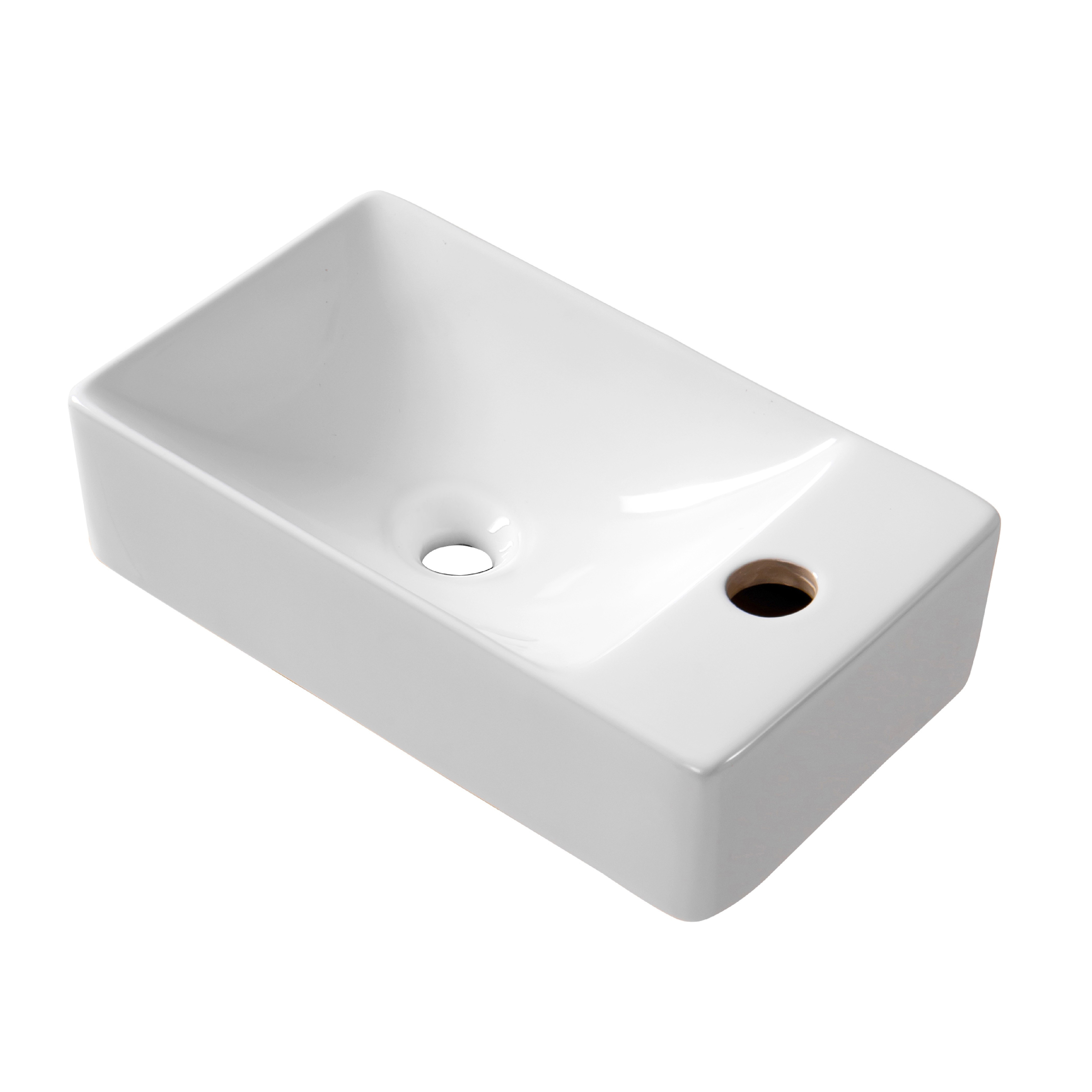 ALONI ESSI COMPLETE HANDWASH BASIN SET – TOILET BASIN RIGHT, TAP, WASTE PLUG AND SIPHON – GLOSSY WHITE - CHROME