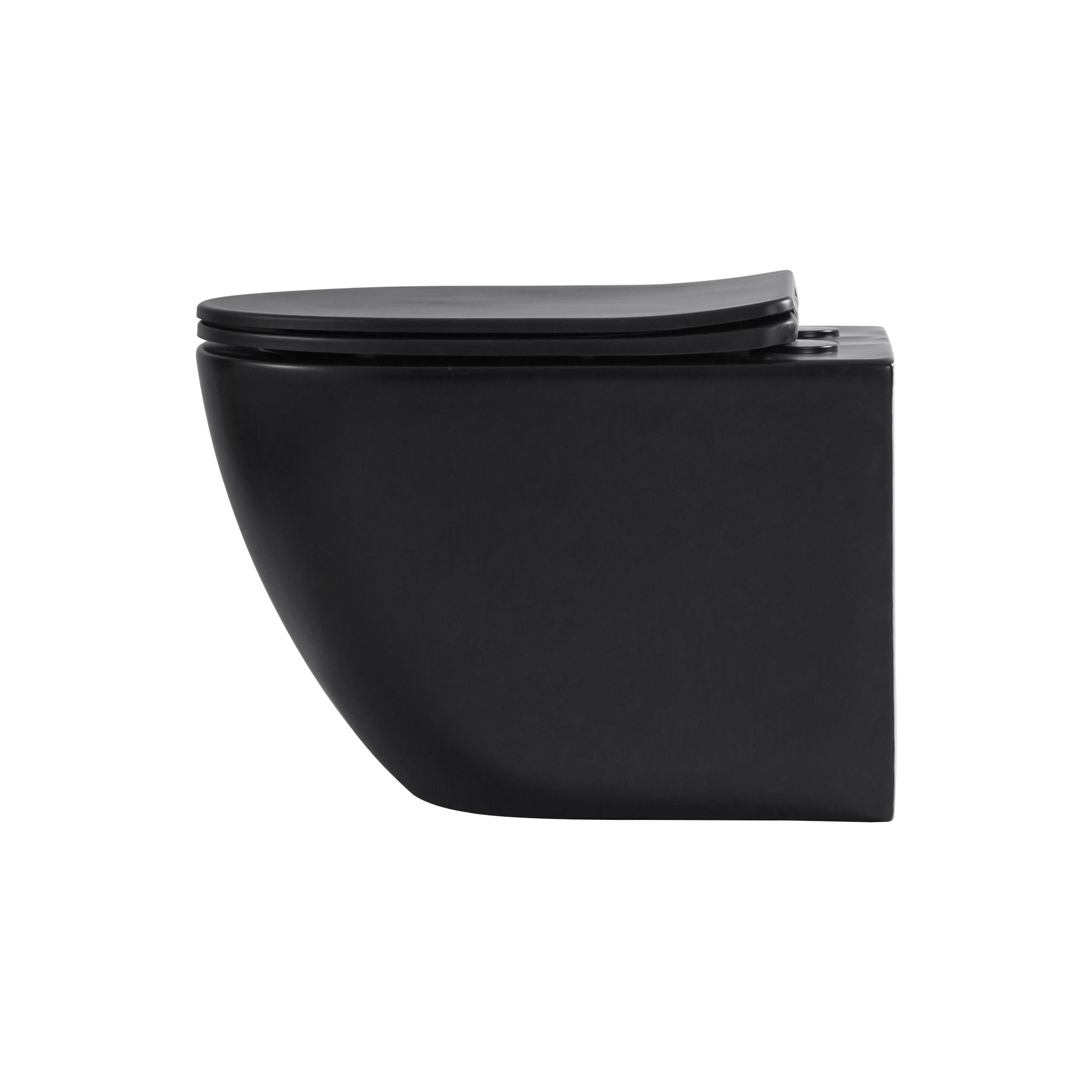 ALONI PRO WALL-HUNG TOILET – 360° FLUSH – RIMLESS – WITH SEAT – DUROPLAST – SOFT CLOSE – QUICK RELEASE – COMPACT 49 CM – 36X32X49 CM – MATT BLACK