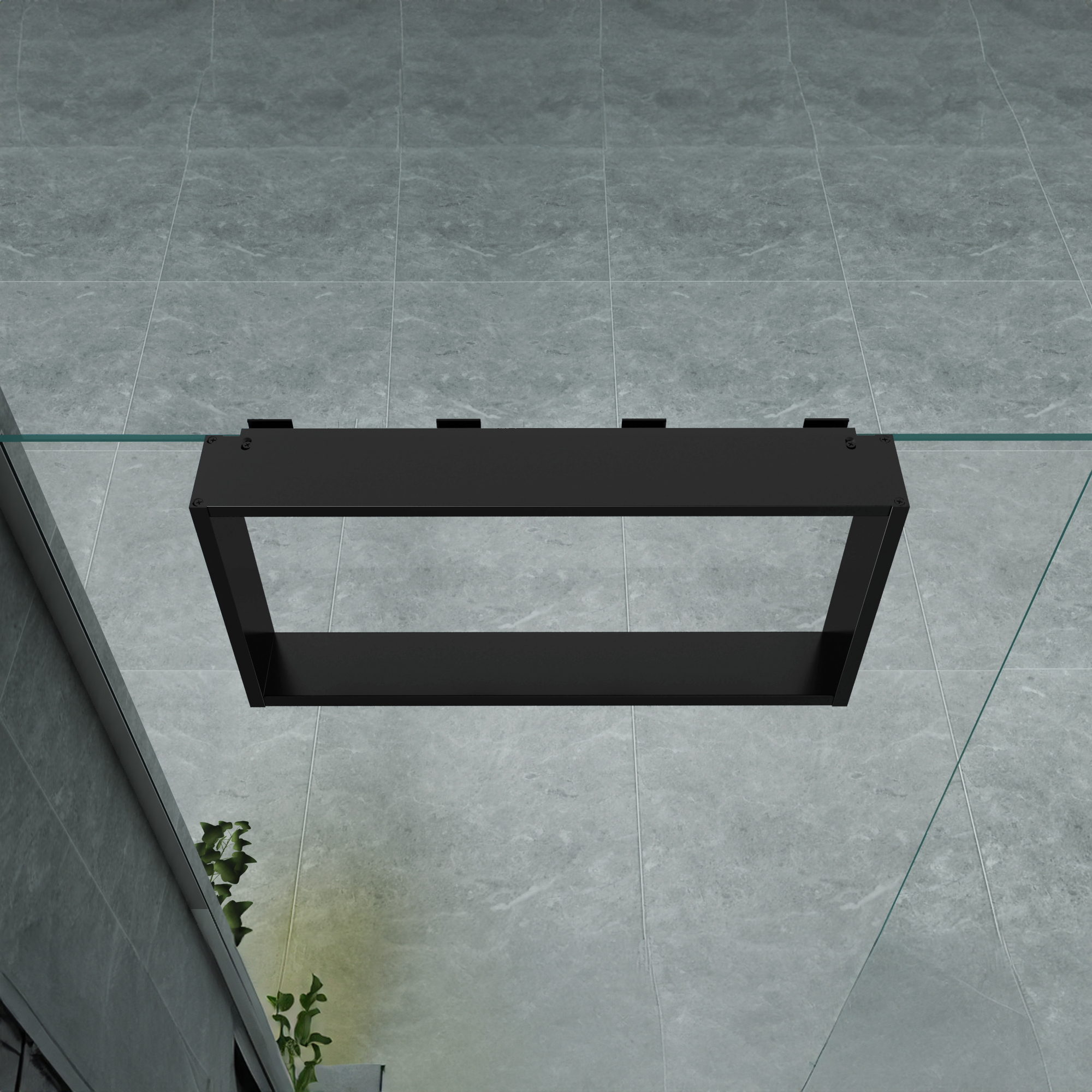 BUILT-UP NICHE FOR SHOWER SCREEN - 4 TOWEL HOOKS - ALUMINIUM - 60X30X8 CM - MATT BLACK