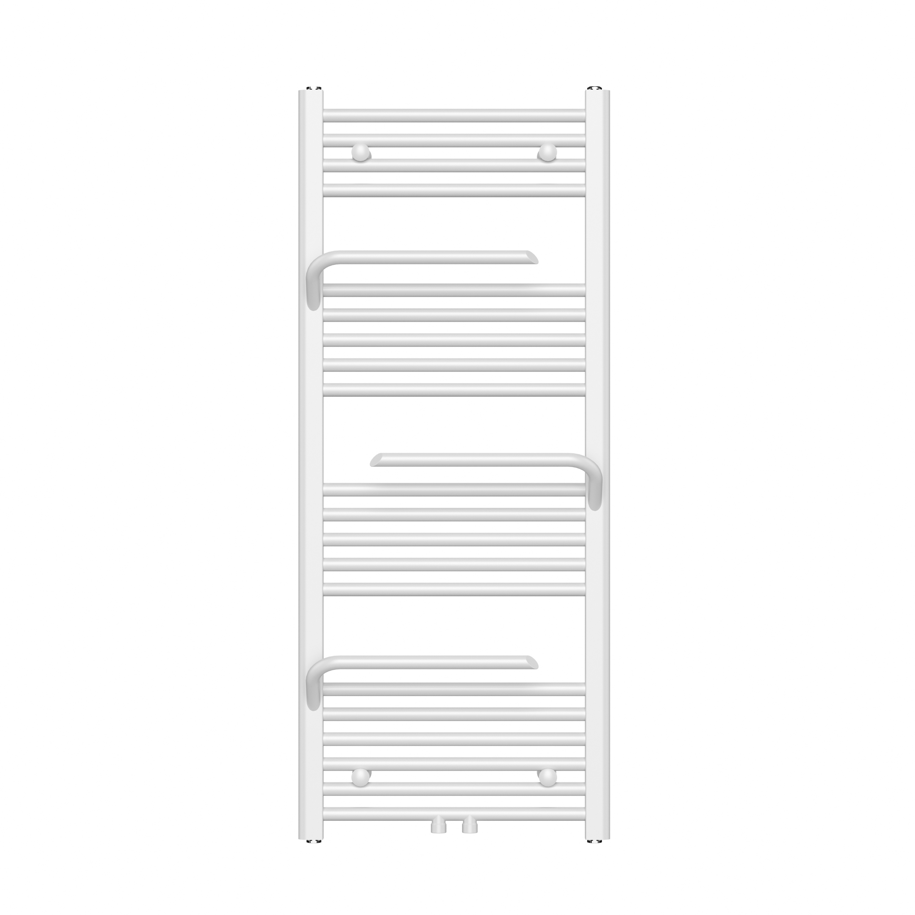 BELRAD HANDDOEKRADIATOR - MET HANDDOEKHOUDER - LINKS-RECHTS/MIDDENAANSLUITING - 498 WATT - 1200X500CM - GLANZEND WIT