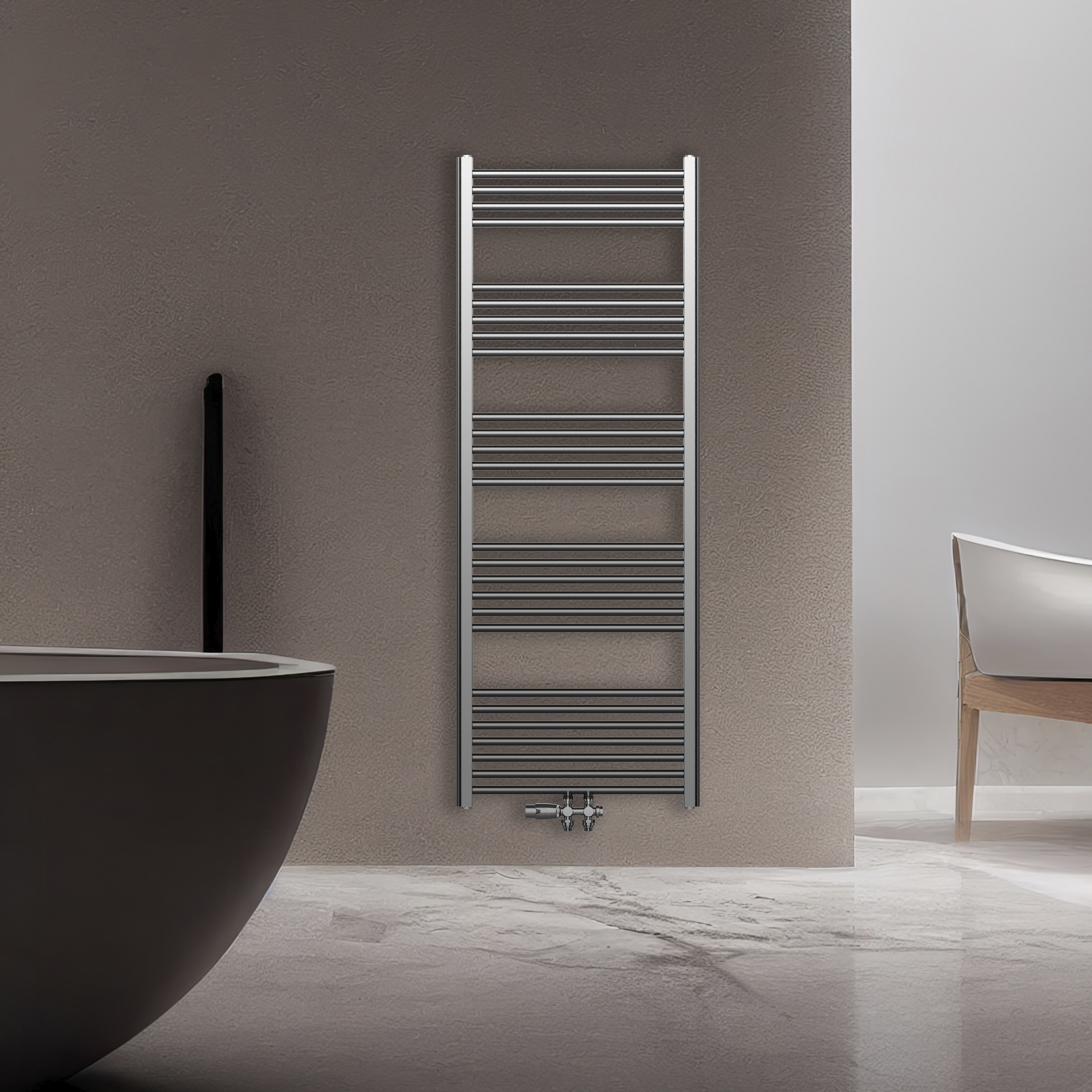 BELRAD HANDDOEKDROGER - LINKS-RECHTS/MIDDENAANSLUITING - 557 WATT - 1600X600CM - GEBORSTELD RVS