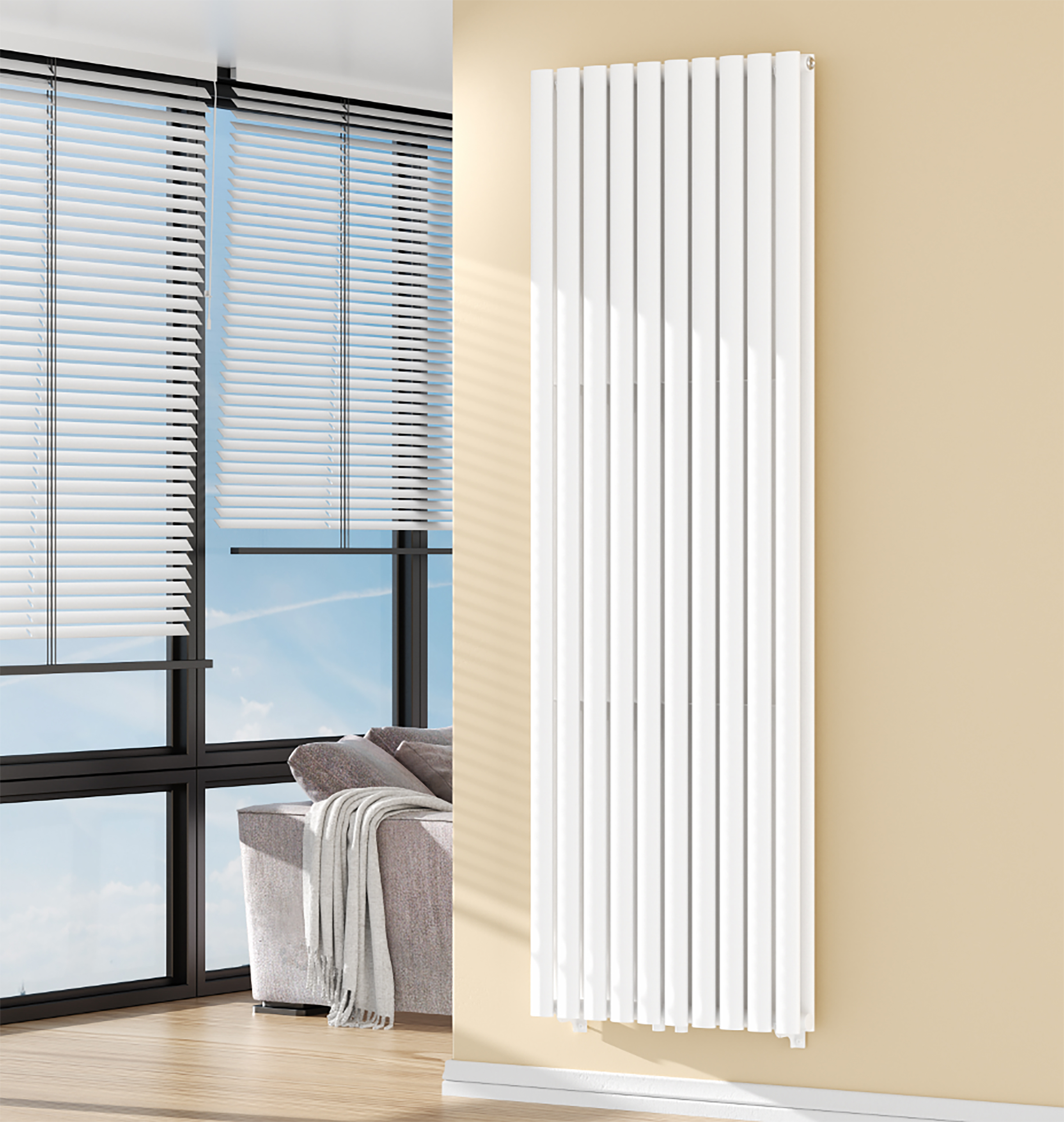 VERTI OVAL RADIATEUR - 1800X600 - DOUBLE - 2X10 ÉLÉMENTS - 2050W - BLANC BRILLANT
