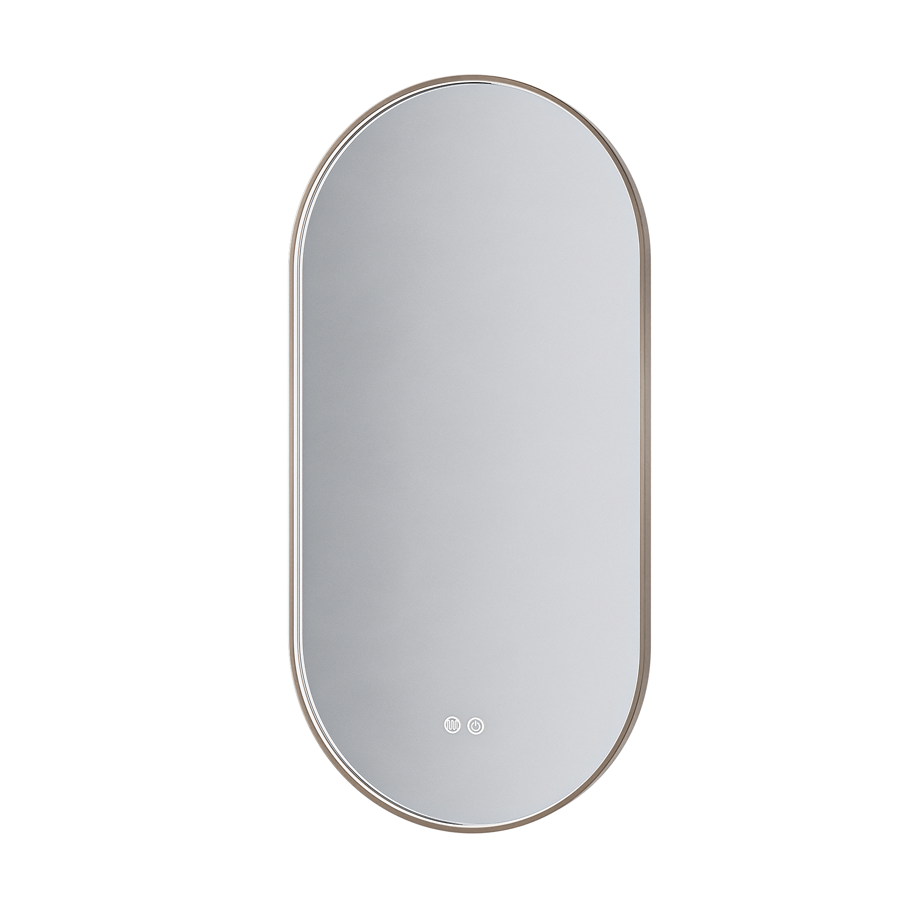 ALONI AVALO SPIEGEL - MET LED VERLICHTING - OVAAL - MET LIJST - ANTI-CONDENS - KLEURTEMPERATUUR LED 3000-6000K - DIMBAAR - 50X100CM - GEBORSTELD BRUIN BRONS