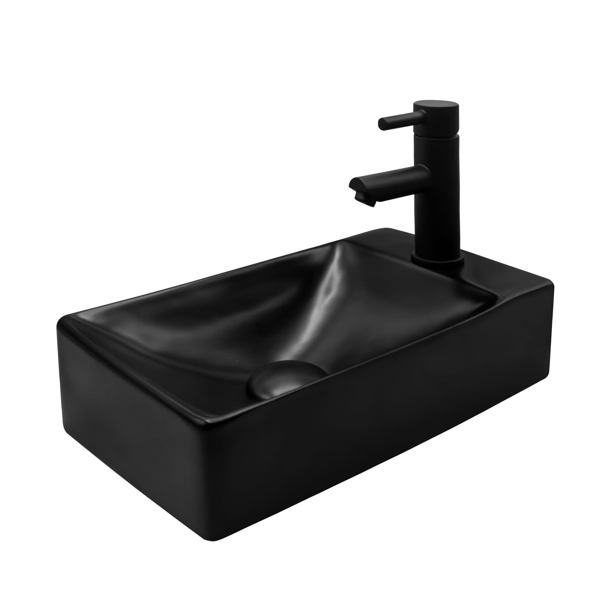 ALONI FONTEIN - ZONDER OVERLOOP - KRAANGAT RECHTS - KERAMIEK - 38X10X22CM - MAT ZWART