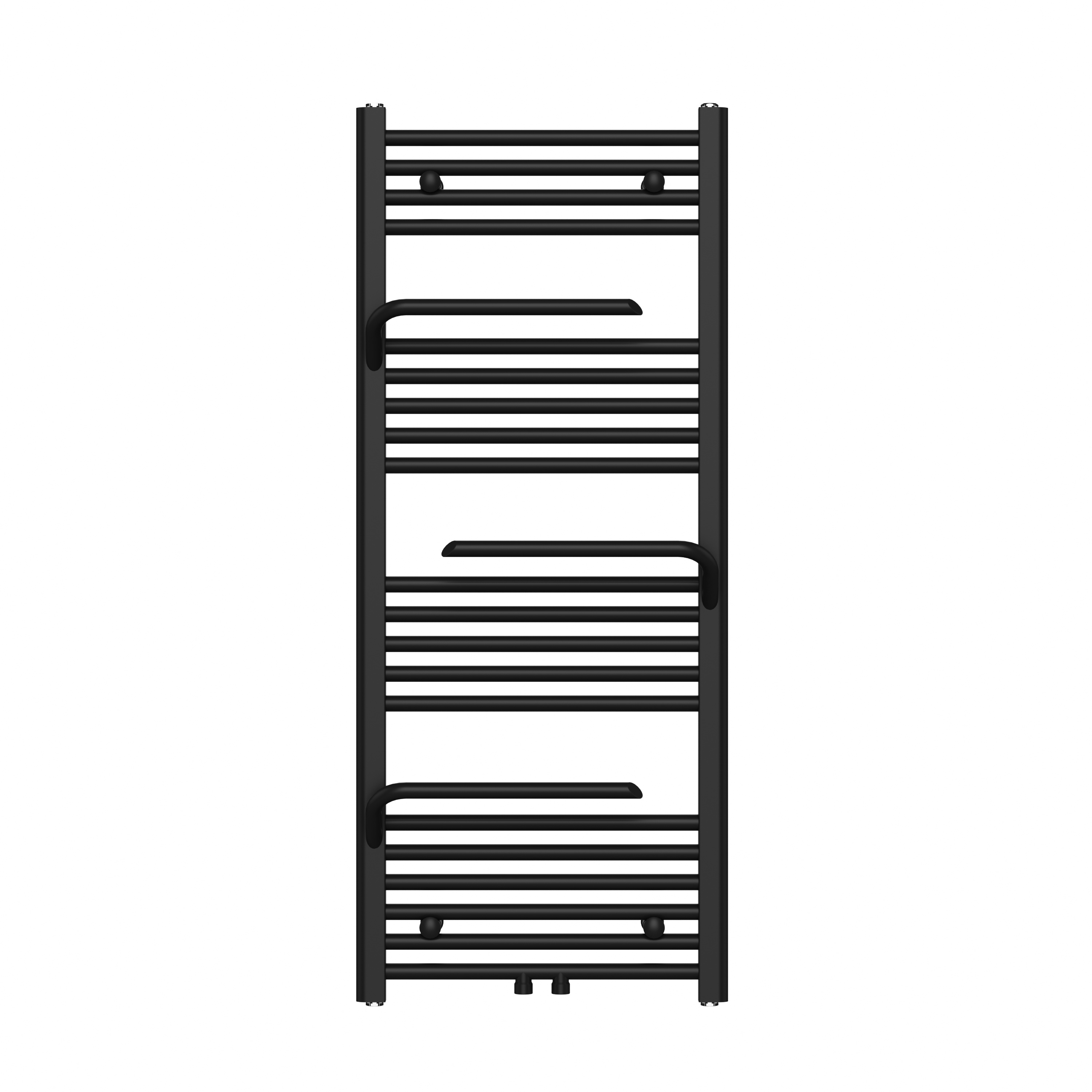 BELRAD HANDDOEKRADIATOR - MET HANDDOEKHOUDER - LINKS-RECHTS/MIDDENAANSLUITING - 489 WATT - 1200X500CM - MAT ZWART