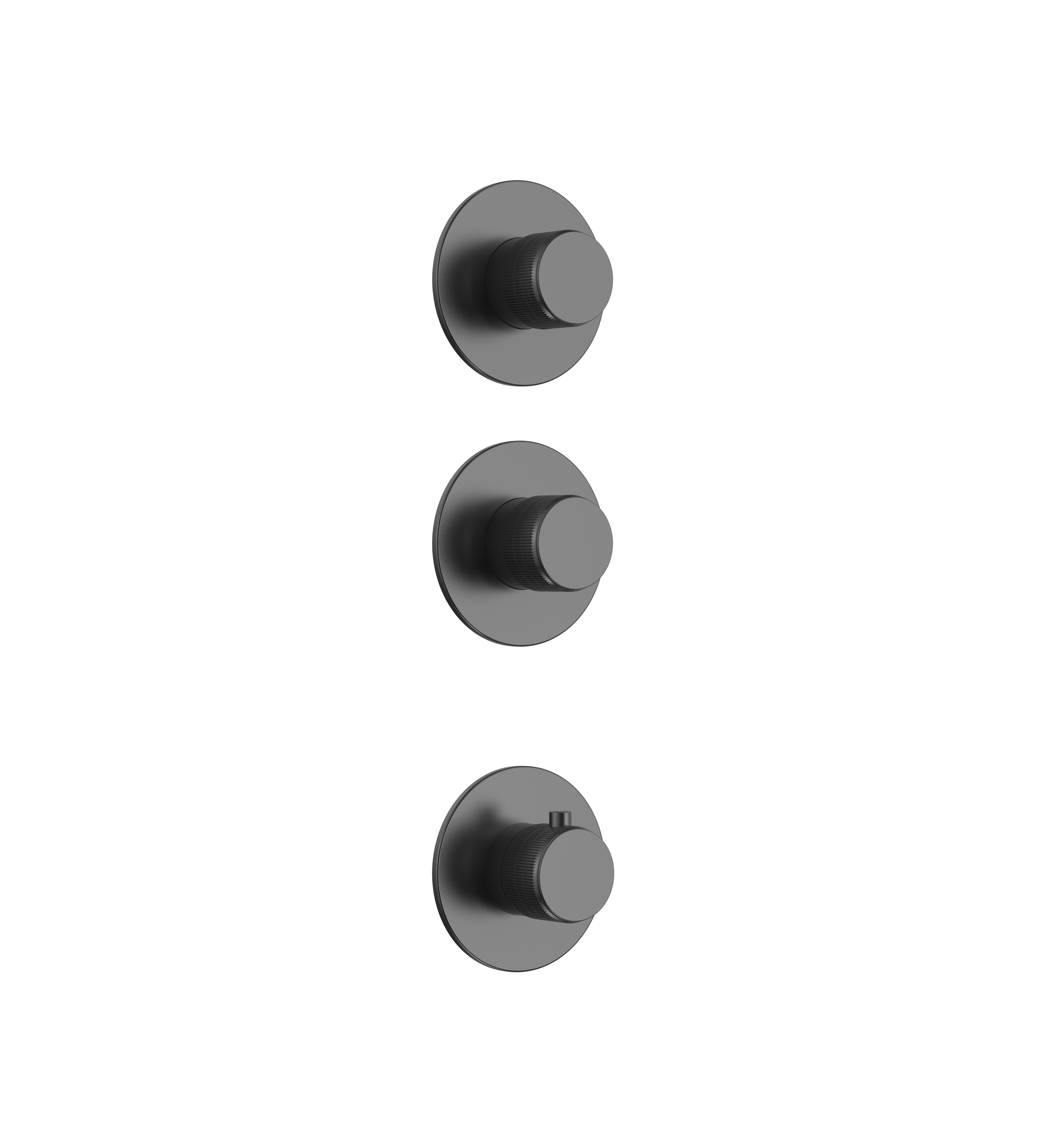 STRIA AFBOUWDEEL DOUCHEMENGKRAAN  - 2 WEG MET 2 STOPKRANEN -  THERMOSTATISCH - INBOUW - ROND - KNOPPEN MET VERFIJNDE RIBBELSTRUCTUUR - GUNMETAL (PVD)