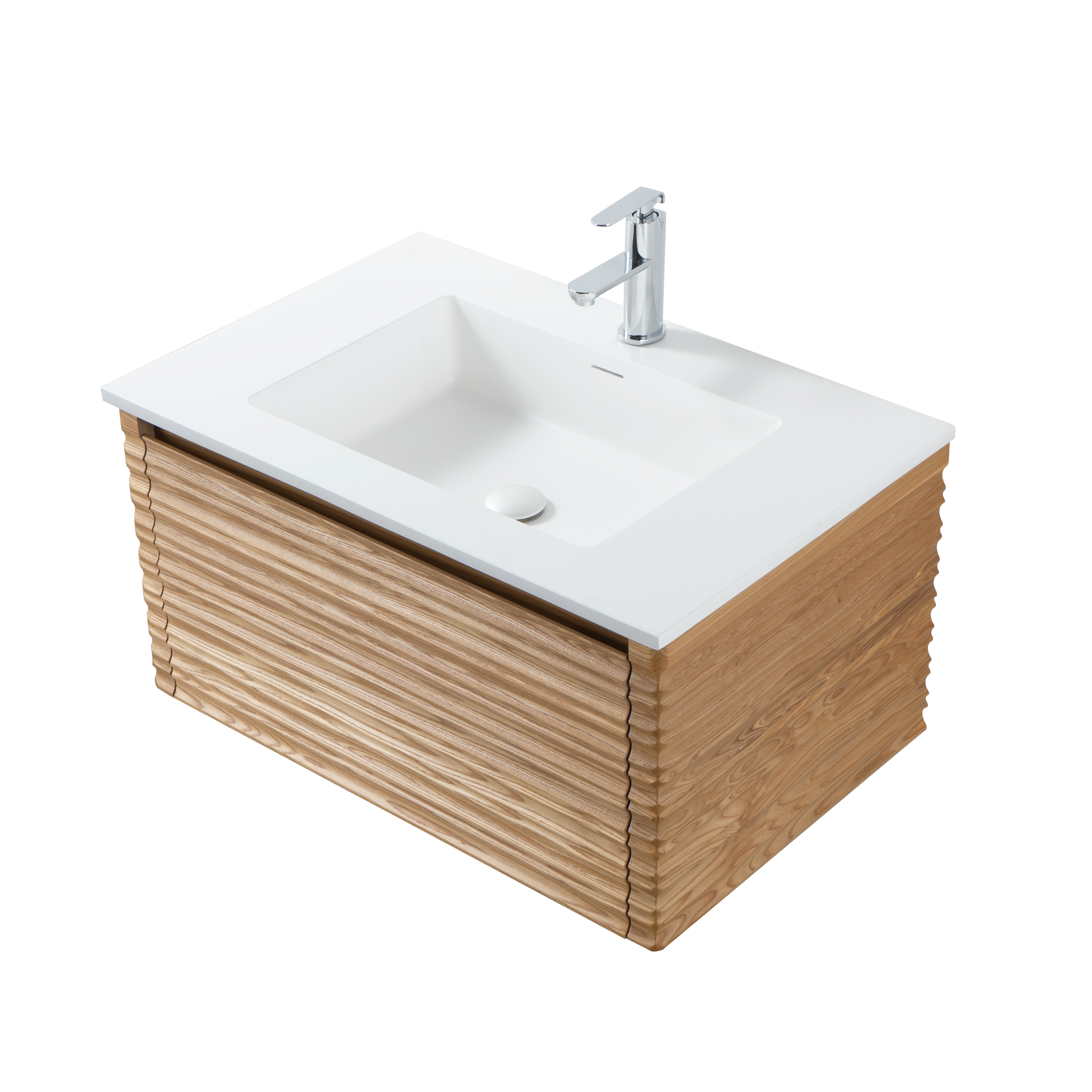 KAMELLIA WASTAFELONDERKAST - 1 LADE - GREEPLOOS  - SOFT CLOSE – 79X40X52 CM - LICHT WALNOTEN