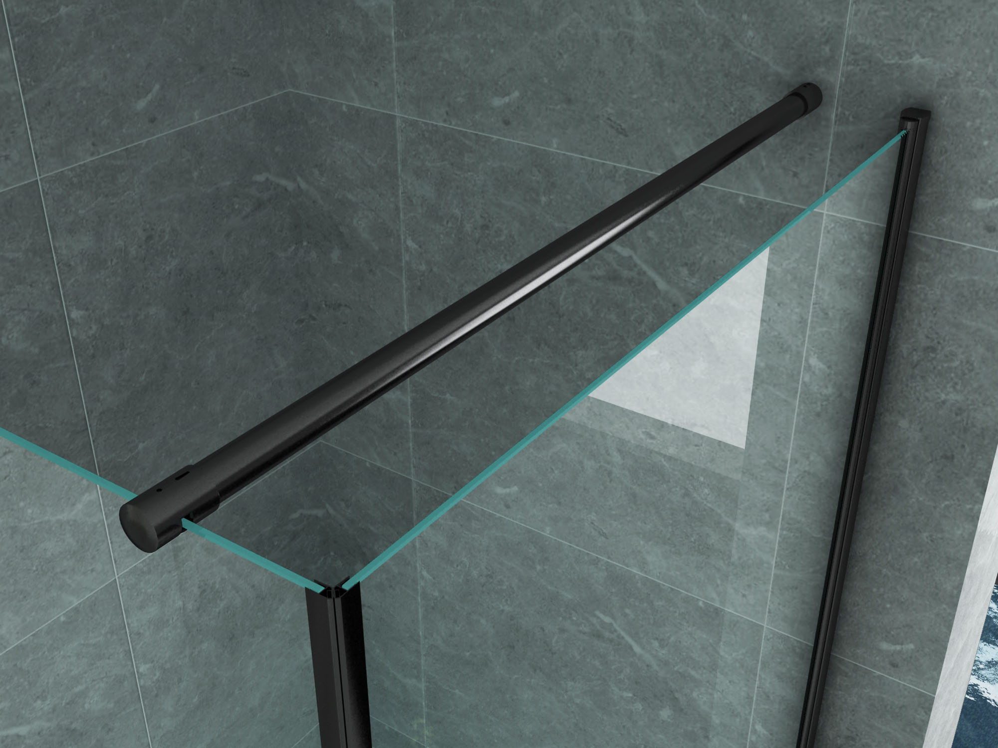 ALONI DOUCHECABINE - DRAAIDEUR EN ZIJWAND - 800 X 800 X 1900MM - MAT ZWART - HELDER GLAS
