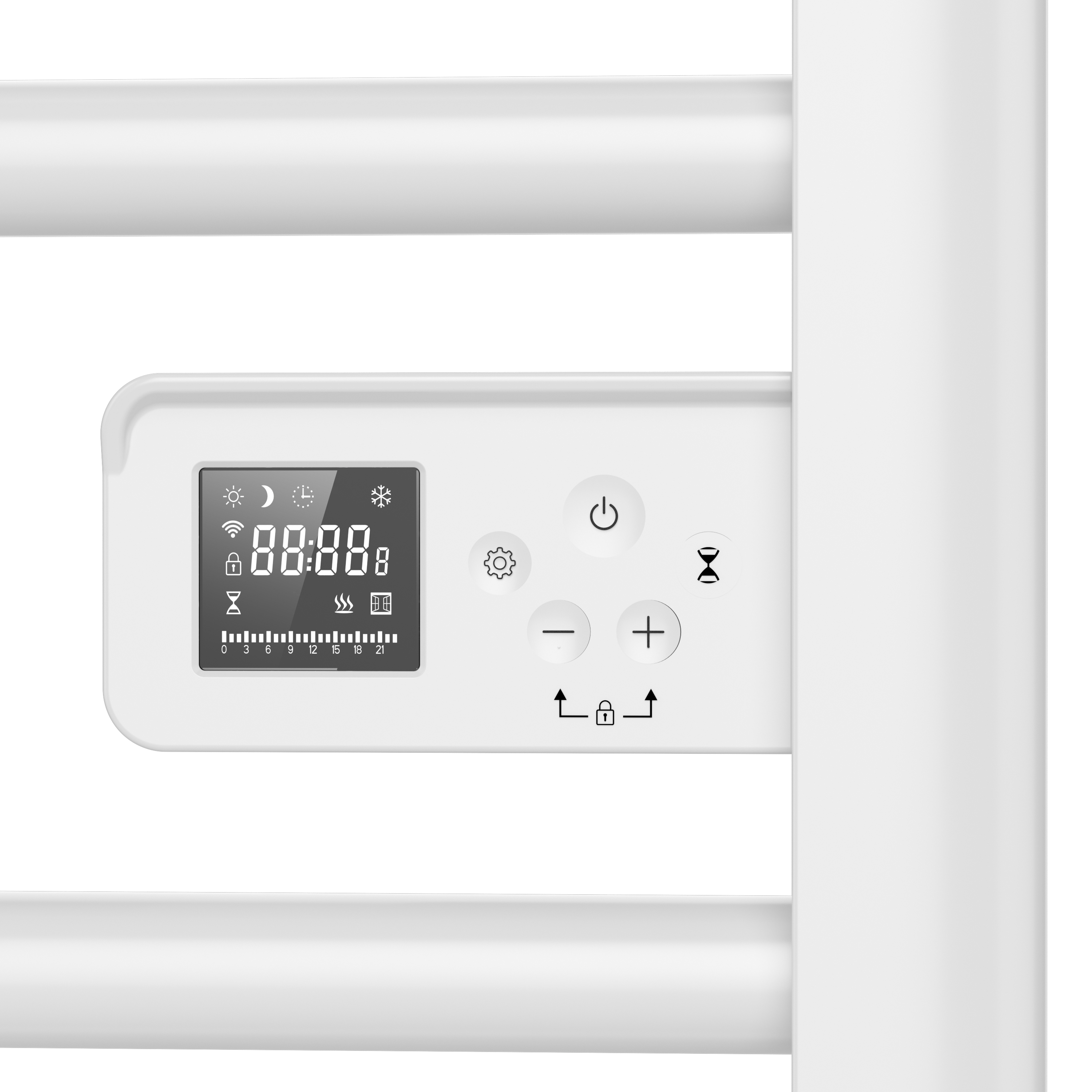 BELRAD TOWEL DRYER - ELECTRIC - WITH DIGITAL PROGRAMMABLE THERMOSTAT - SMART WIFI - 850W - 1600X540X133 MM - GLOSSY WHITE
