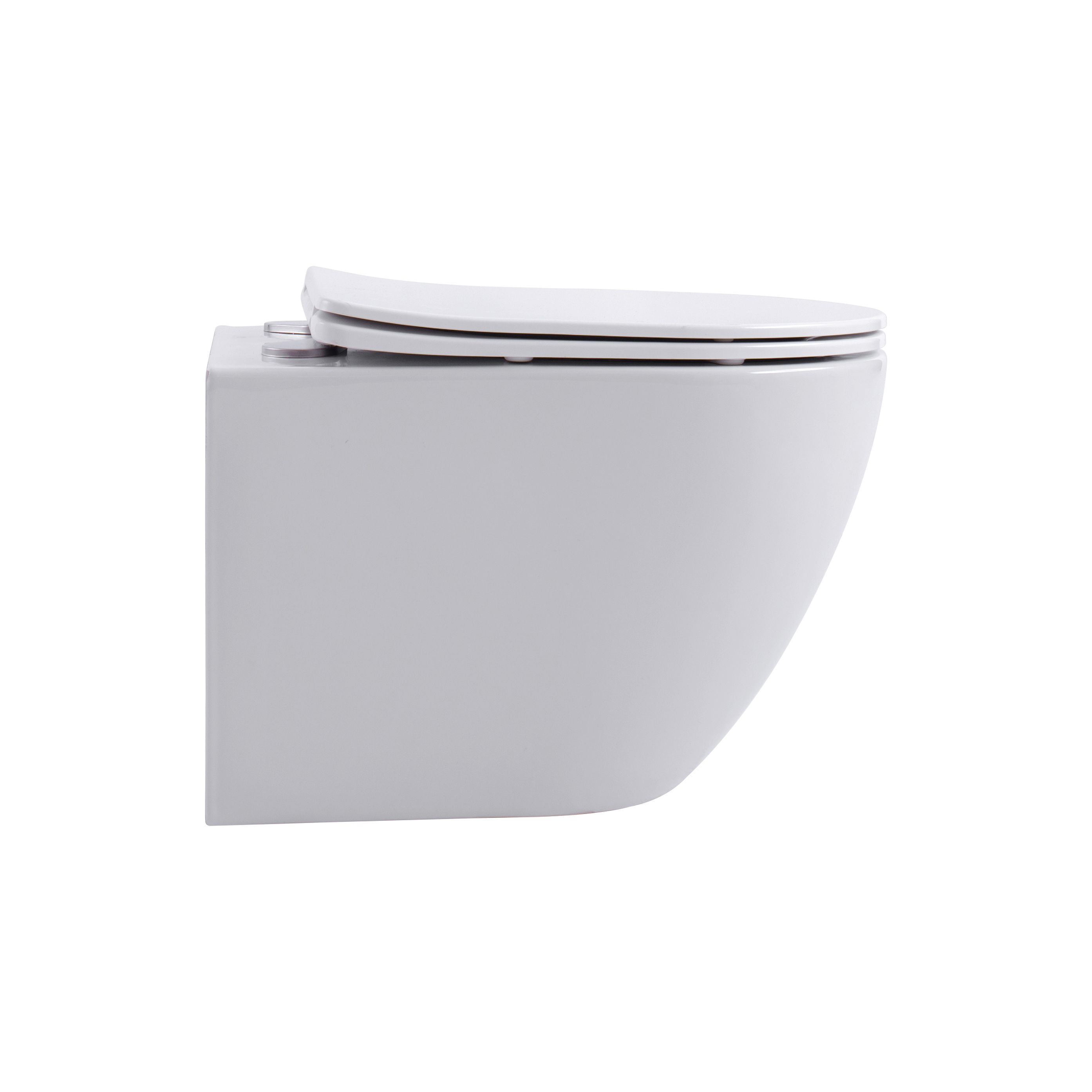 ALONI PRO HANGTOILET - 360° FLUSH - RANDLOOS - MET ZITTING - DUROPLAST - SOFT CLOSE - QUICK RELEASE - COMPACT 49 CM - 36X32X49 CM - GLANZEND WIT