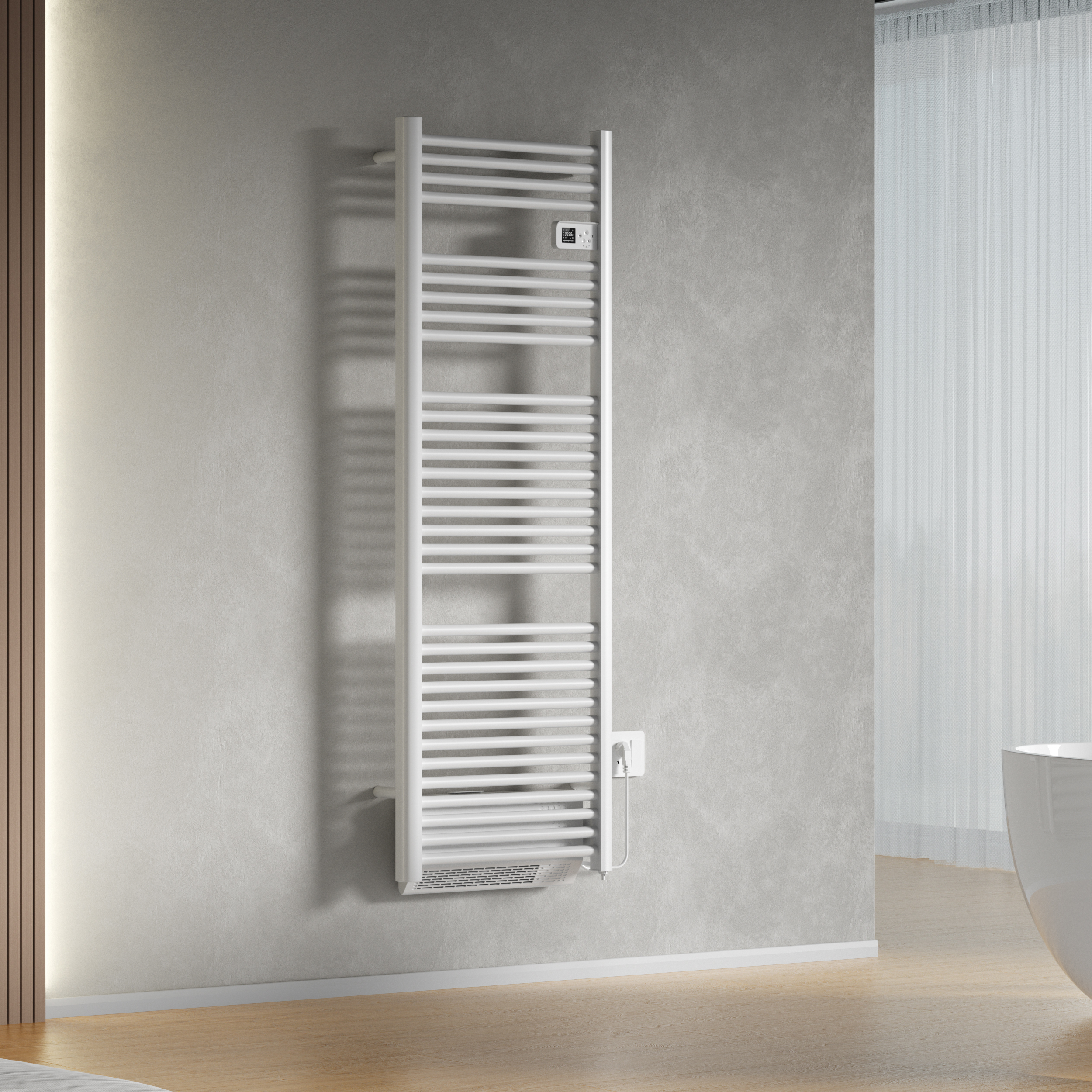 BELRAD TOWEL DRYER WITH BLOWER - ELECTRIC - WITH DIGITAL PROGRAMMABLE THERMOSTAT - SMART WIFI - 1850W - 1640X540X133 MM - GLOSSY WHITE
