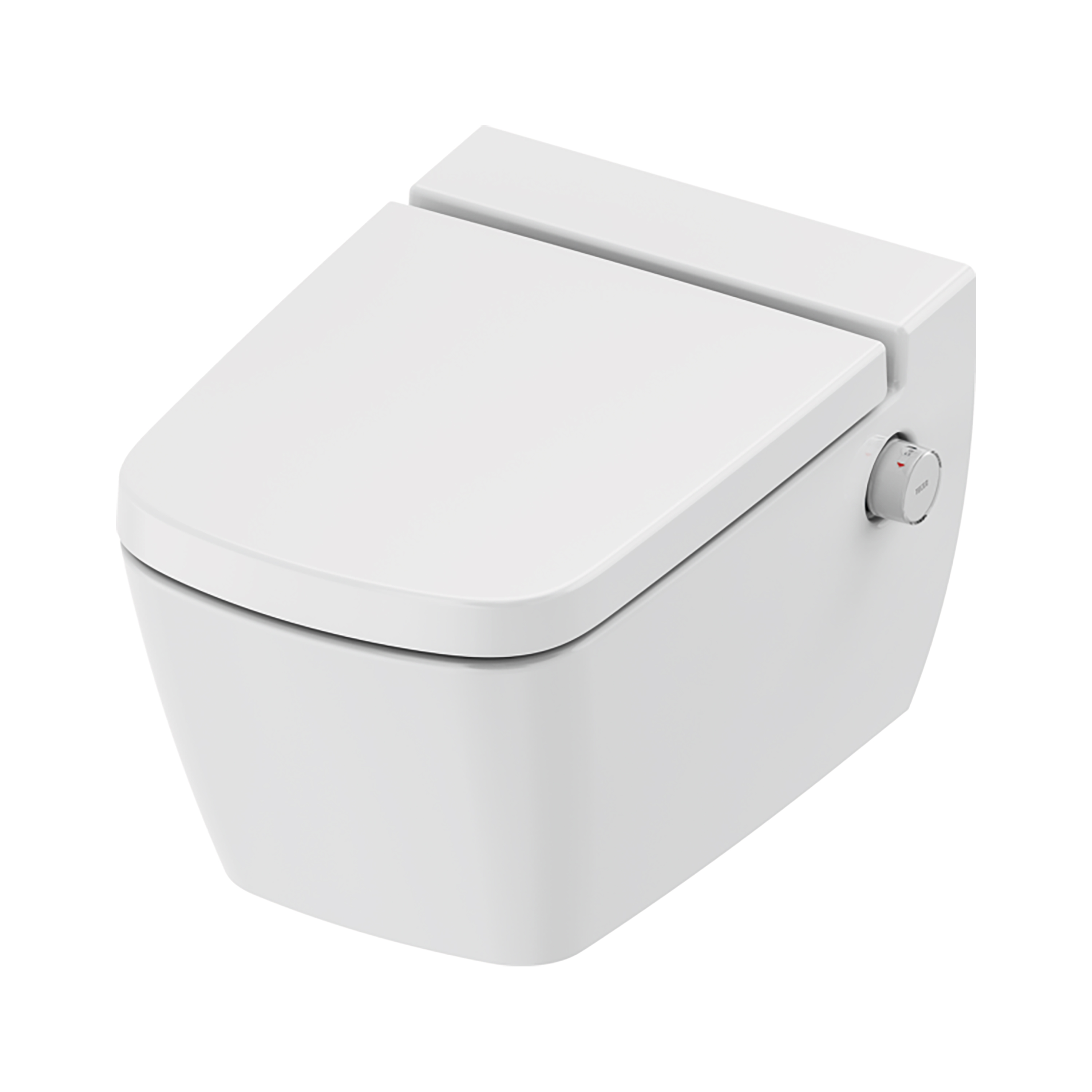 TECENEO HANGTOILET MET BIDET - MET BIDETKRAAN - WARM EN KOUD WATER - MET ZITTING - 54 CM - GLANZEND WIT