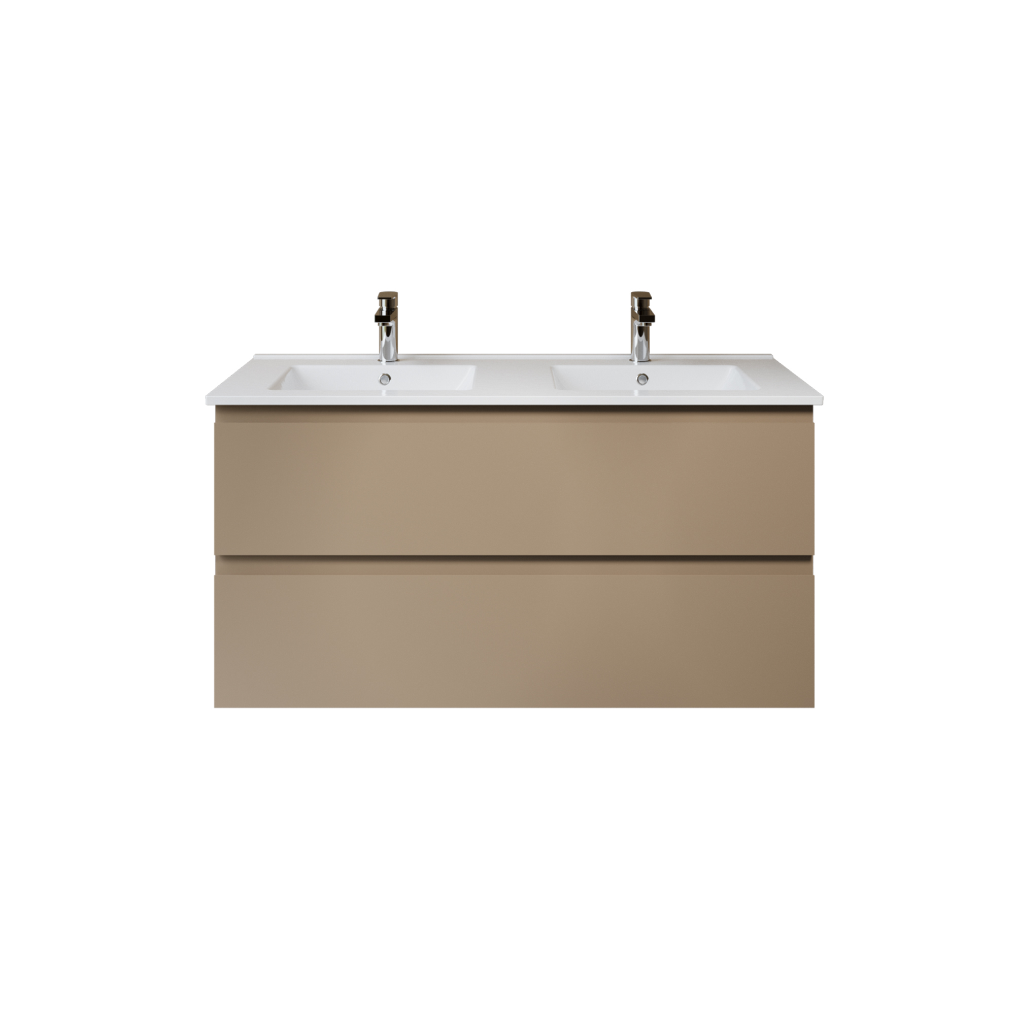 ALONI SALLY XL MEUBLE SOUS-VASQUE - 2 TIROIRS - SOFTCLOSE - SANS POIGNÉE - 118X60X45,3 CM - SABLE
