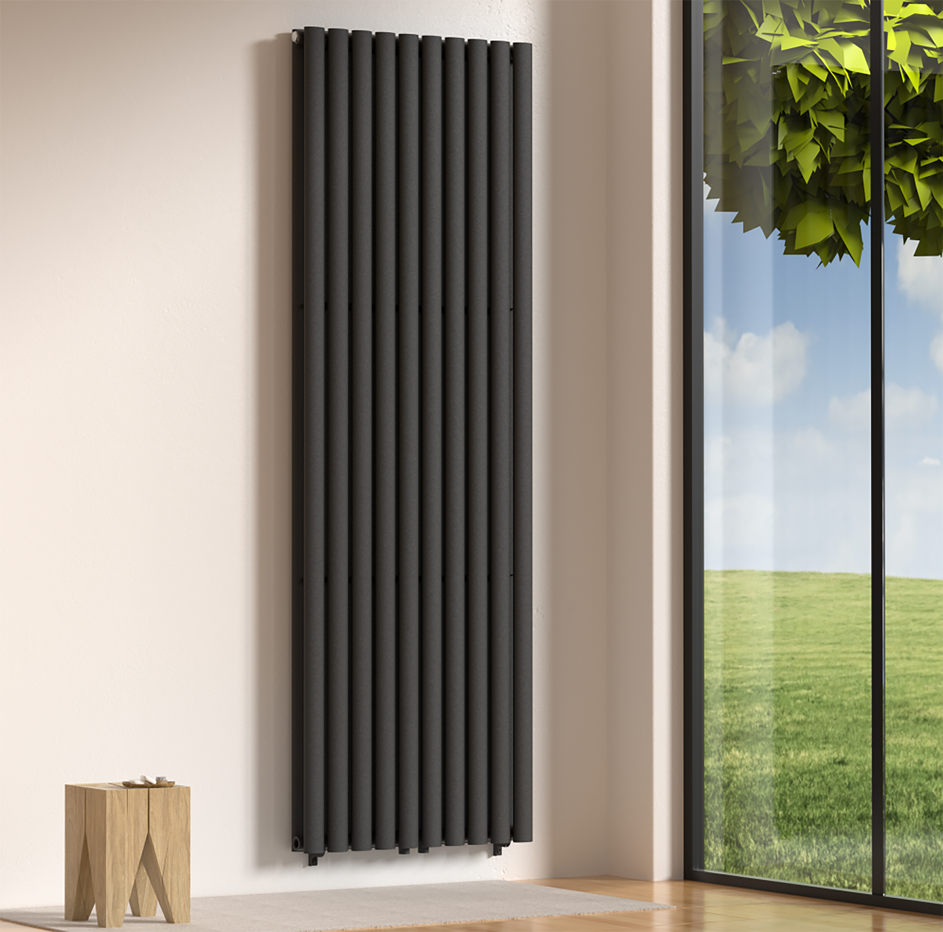 VERTI OVAAL RADIATOR - 1800X600 - 2050W - MAT ZWART