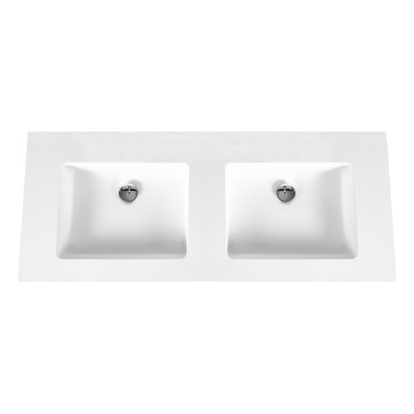 ALONI SOLID SURFACE DUBBELE WASTAFEL ZONDER KRAANGAT (160CM) - WIT