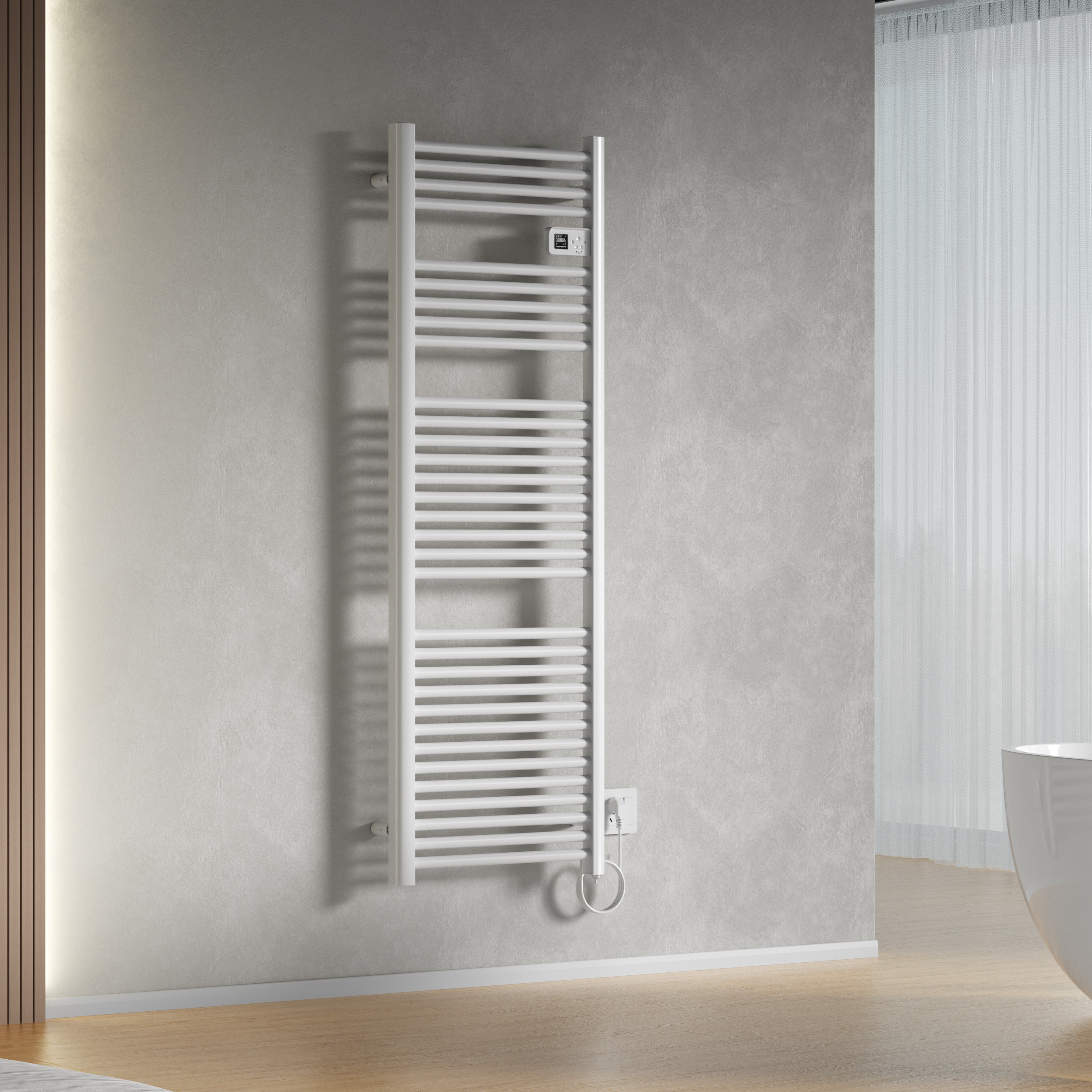 BELRAD TOWEL DRYER - ELECTRIC - WITH DIGITAL PROGRAMMABLE THERMOSTAT - SMART WIFI - 850W - 1600X540X133 MM - GLOSSY WHITE