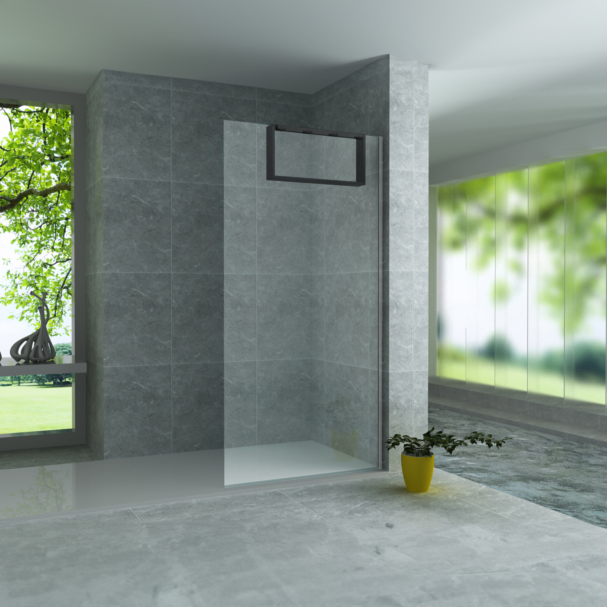 BUILT-UP NICHE FOR SHOWER SCREEN - 4 TOWEL HOOKS - ALUMINIUM - 60X30X8 CM - GUNMETAL