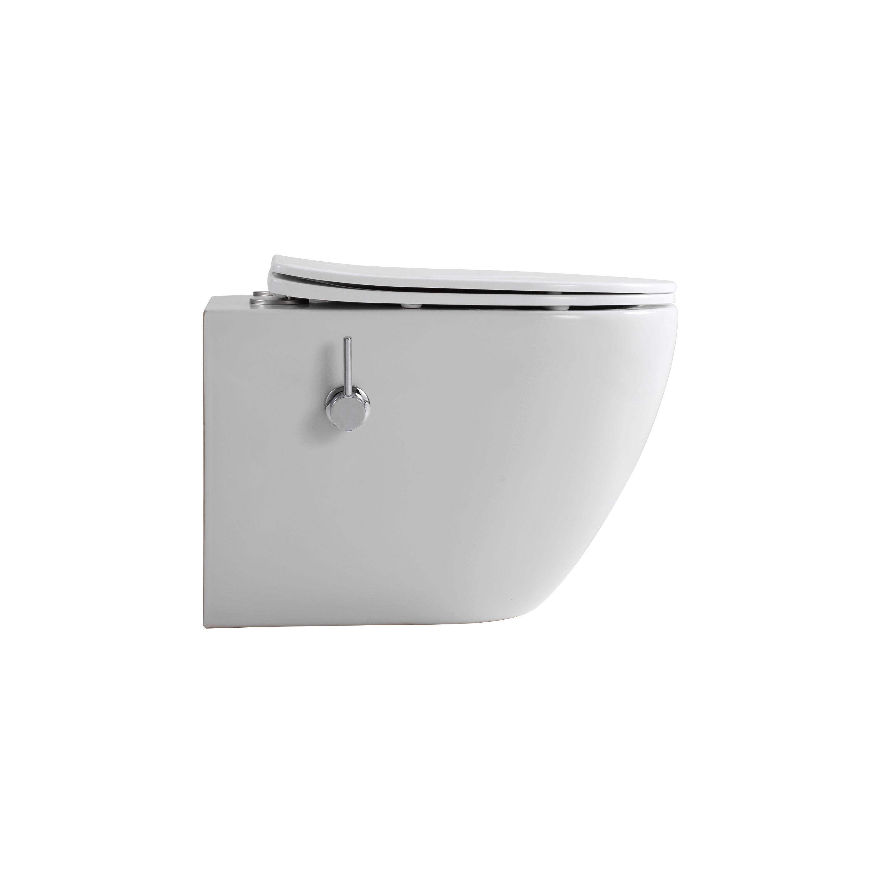 ALONI PRO HANGTOILET MET BIDET - 360° FLUSH - RANDLOOS - MET BIDETKRAAN KOUD EN WARM WATER - MET ZITTING - 52,5CM - GLANZEND WIT