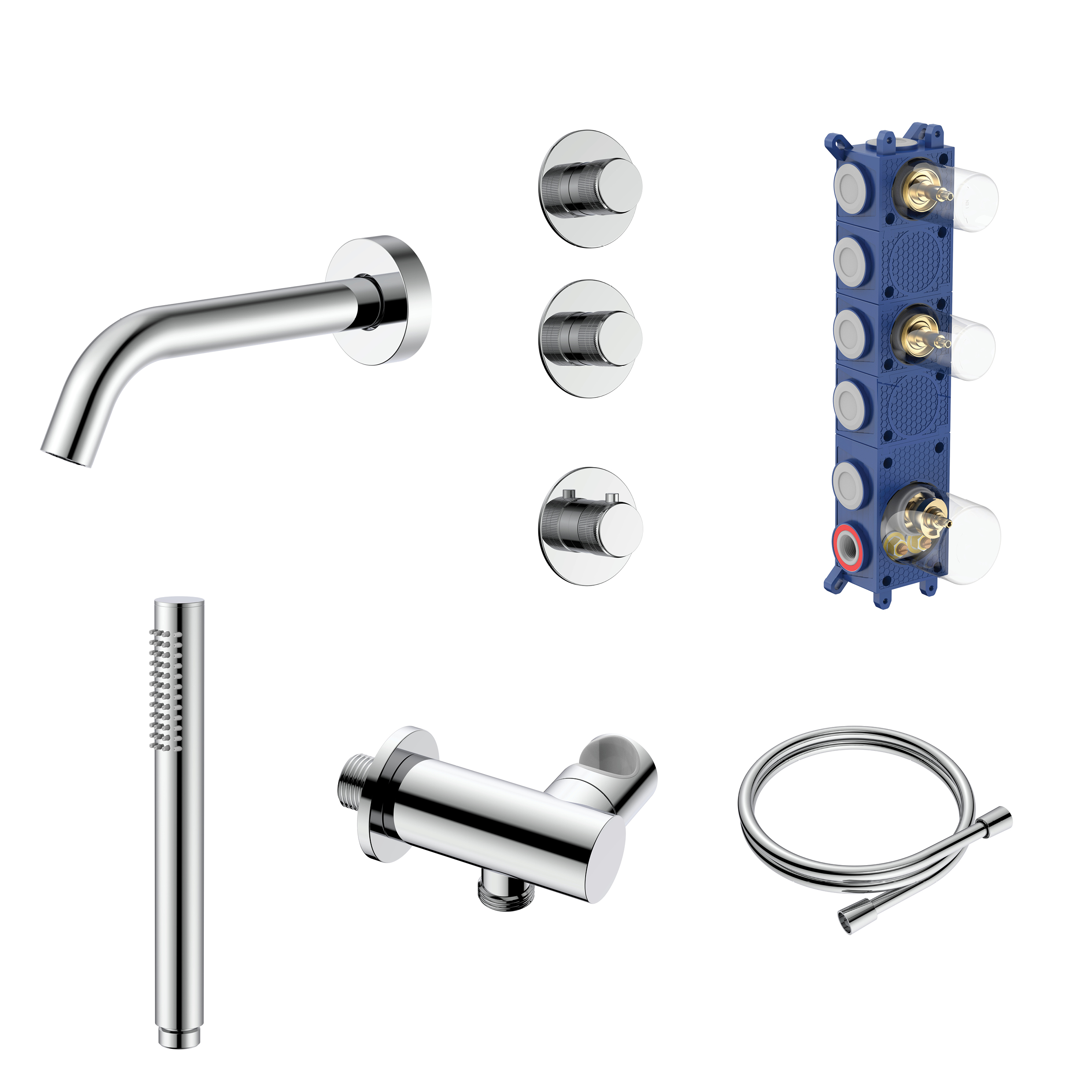 STRIA BADTHERMOSTAATSET  - INBOUW - 2 WEG MET 2 STOPKRANEN - THERMOSTATISCH  - COMPLEET - CHROOM