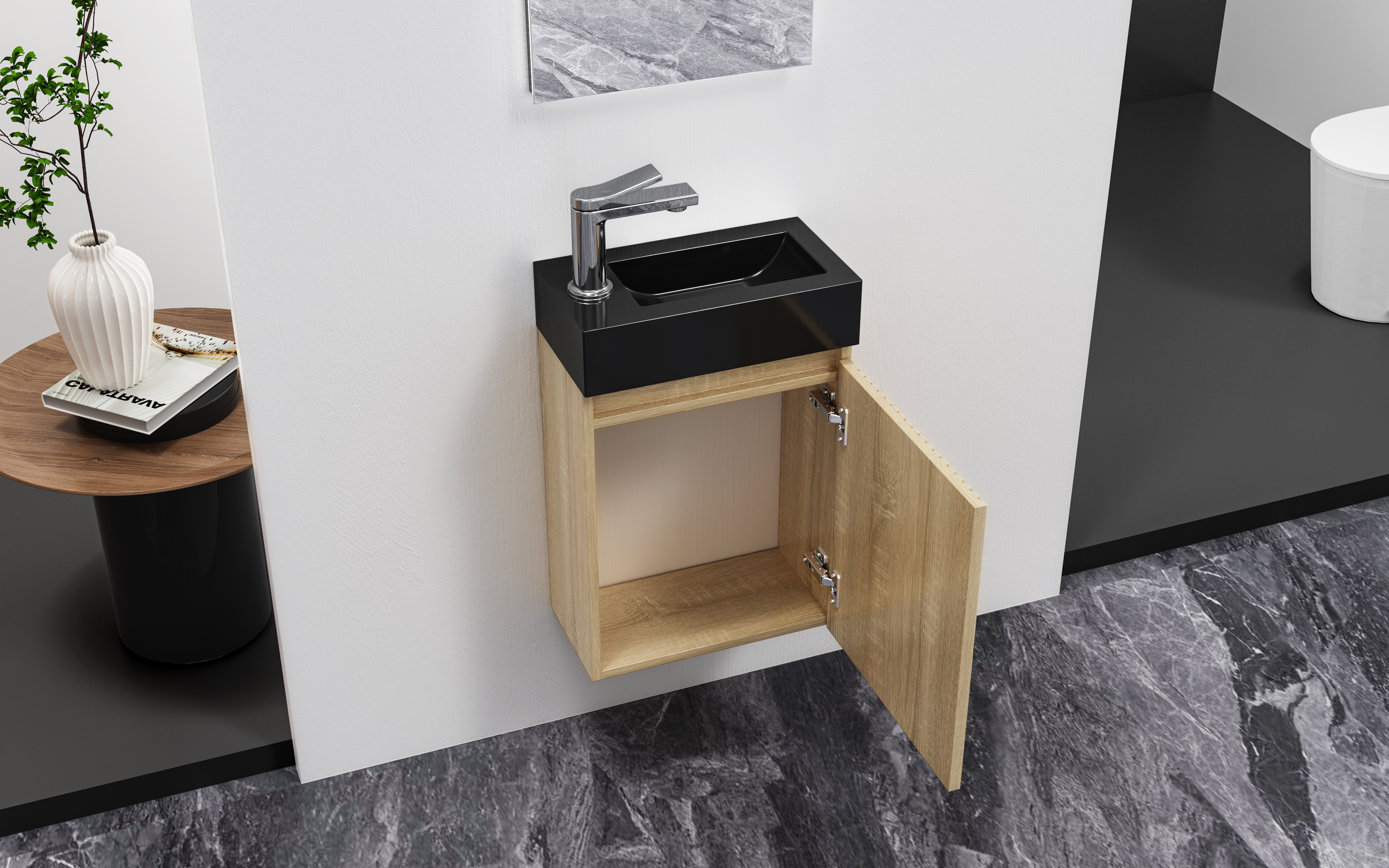 ALONI MIKARO TOILET CABINET - 1 DOOR - REVERSIBLE - WITHOUT HANDLE - SOFT CLOSE - 40X50X22.3CM - LIGHT OAK