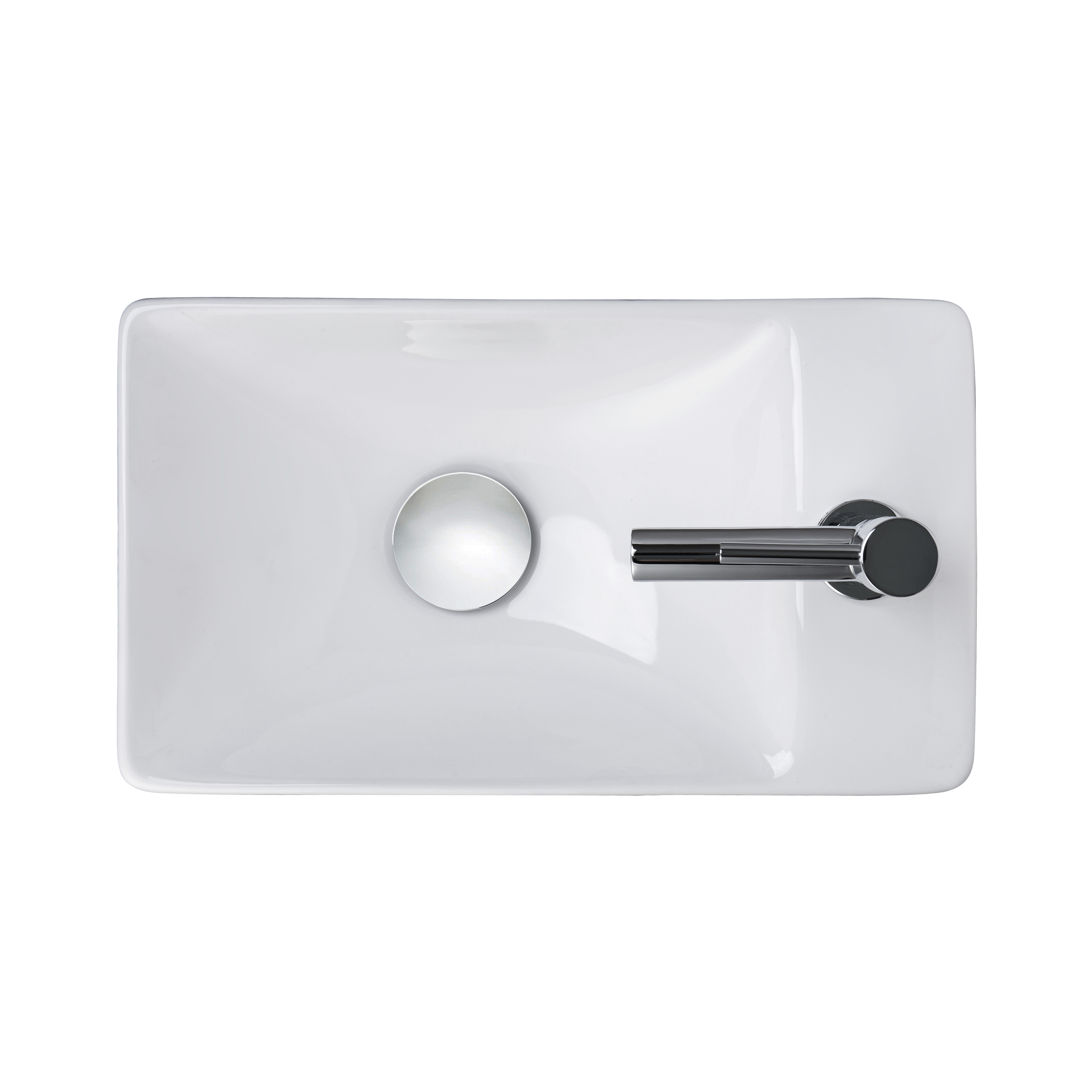 ALONI ESSI COMPLETE HANDWASH BASIN SET – TOILET BASIN RIGHT, TAP, WASTE PLUG AND SIPHON – GLOSSY WHITE - CHROME