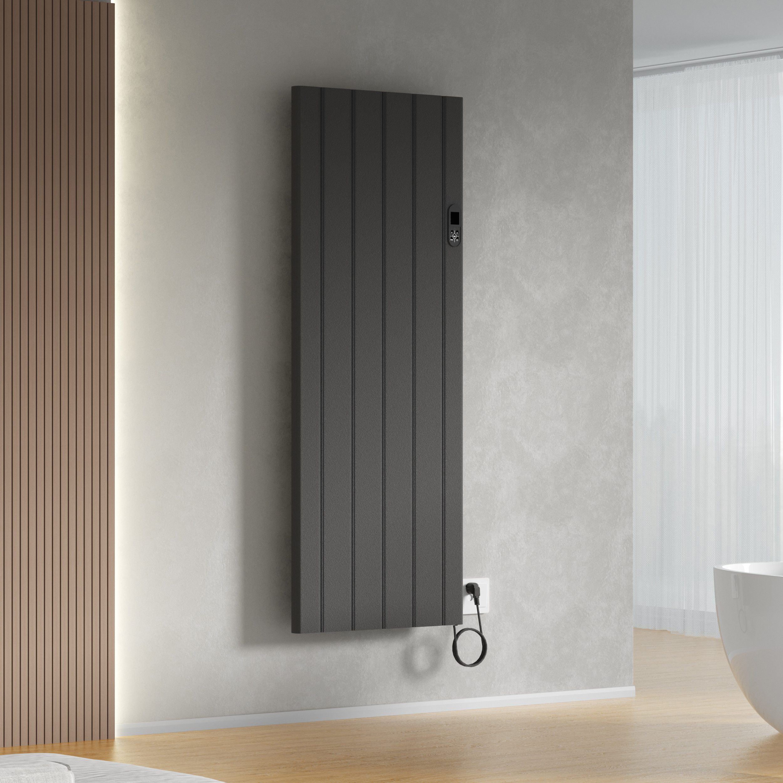 BELRAD ELEKTRISCHE RADIATOR - MET DIGITALE PROGRAMEERBARE THERMOSTAAT - SMART WIFI - 2000W - 1600X608X90 MM - MAT ZWART