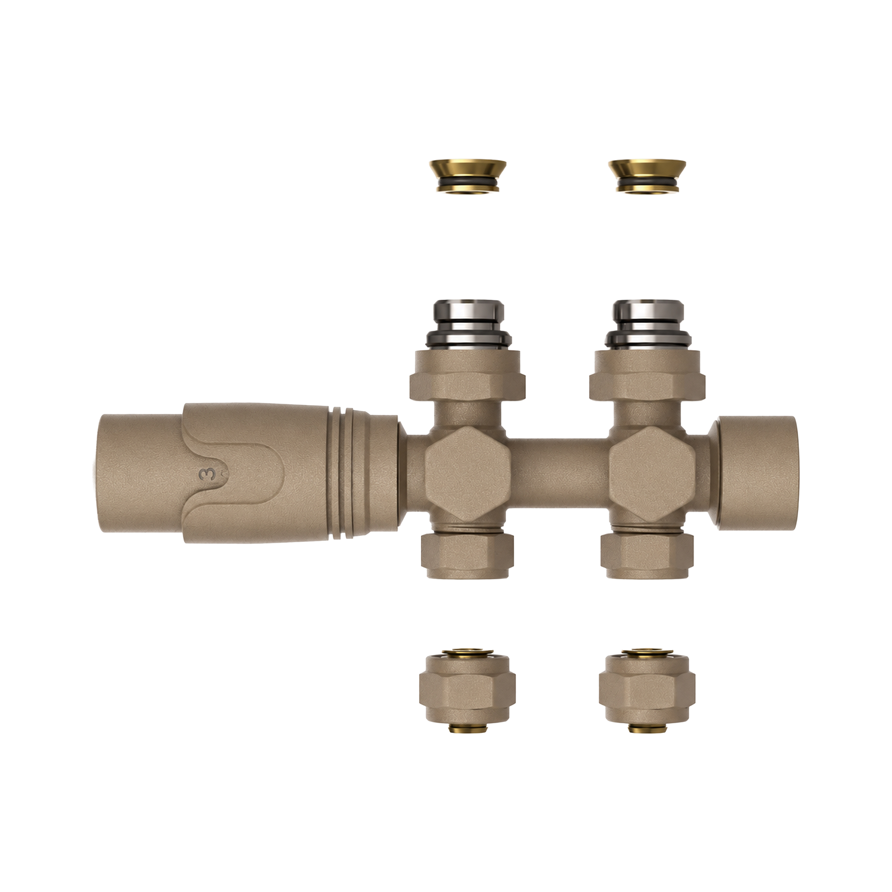 BELRAD RADIATORKRAAN - THERMOSTATISCH - MIDDENAANSLUITING - MUUR-EN VLOERAANSLUITING - ZAND