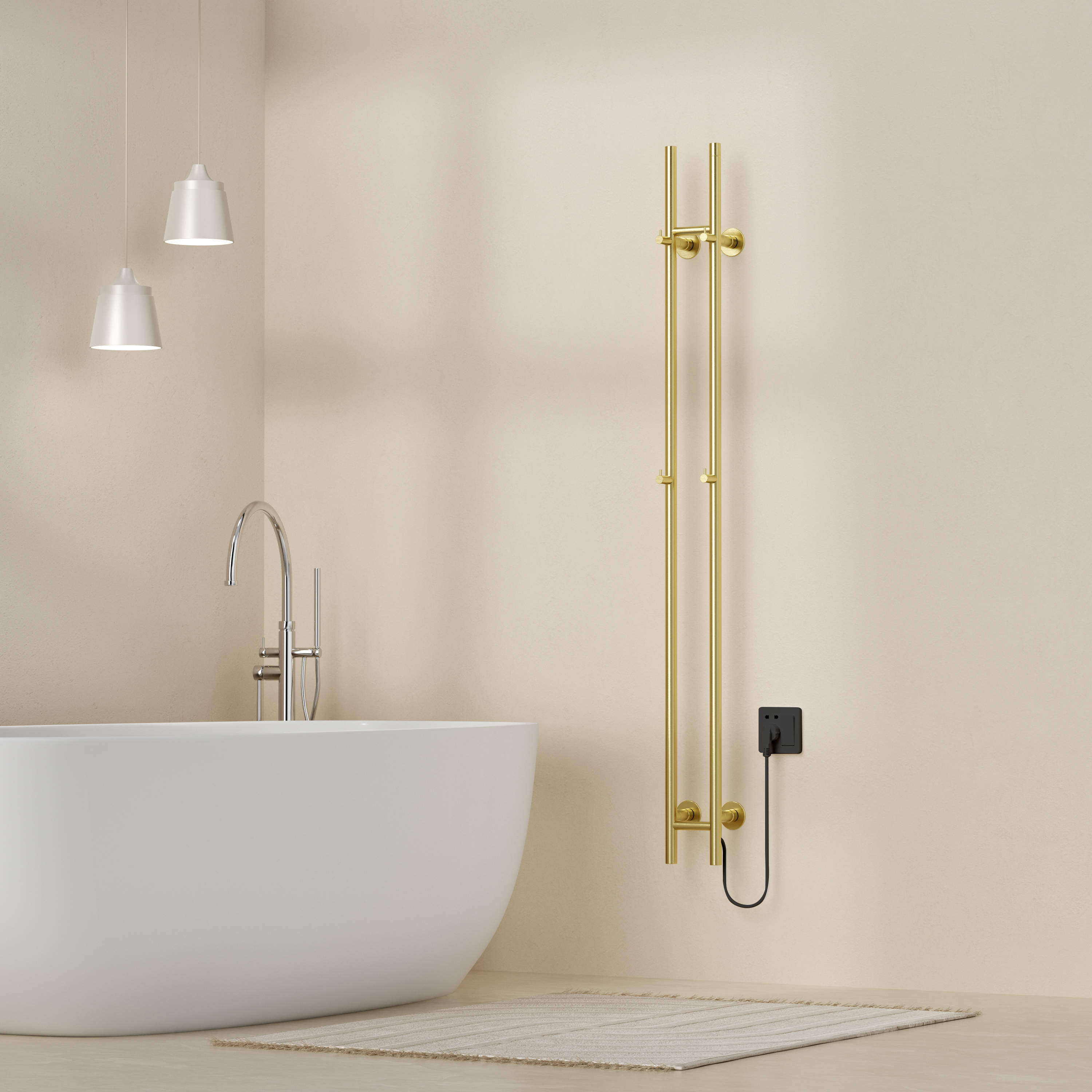 BELRAD ROD TOWEL DRYER - ELECTRIC - DOUBLE - 120W - Ø2,5CM - 150X16,8X12,7 CM - BRUSHED GOLD