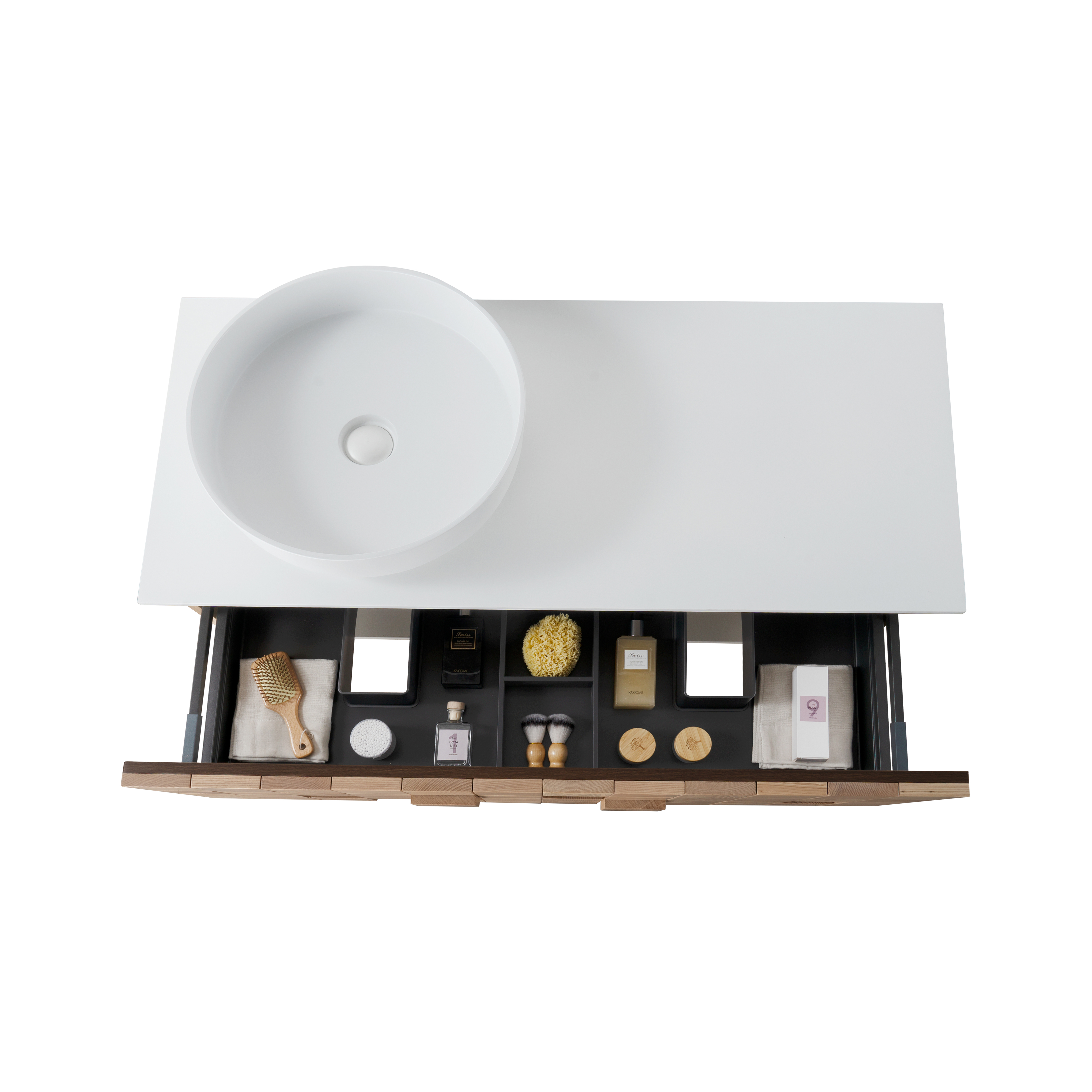 MIMOZA WASTAFELONDERKAST - 1 LADE - GREEPLOOS  - SOFT CLOSE – 119X40X52 CM - LICHT EIKEN