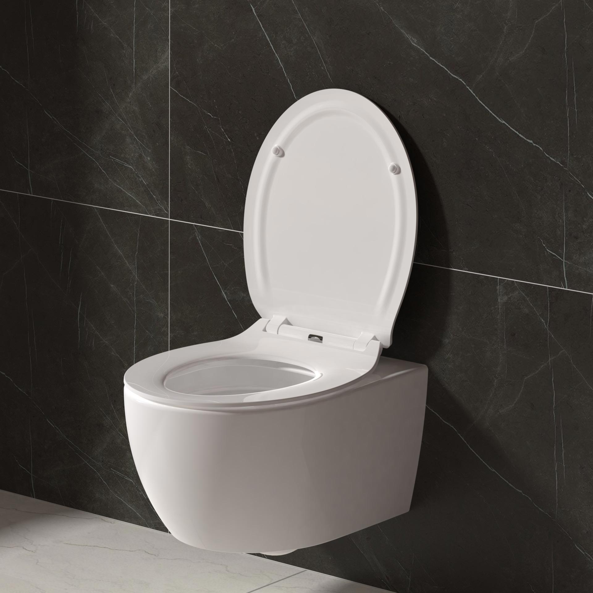 ALONI PREMIUM WC-ZITTING - SLIM DESIGN  - SOFT CLOSE - QUICK RELEASE - TOPFIX - DUROPLAST - RVS SCHARNIEREN - GLANZEND WIT