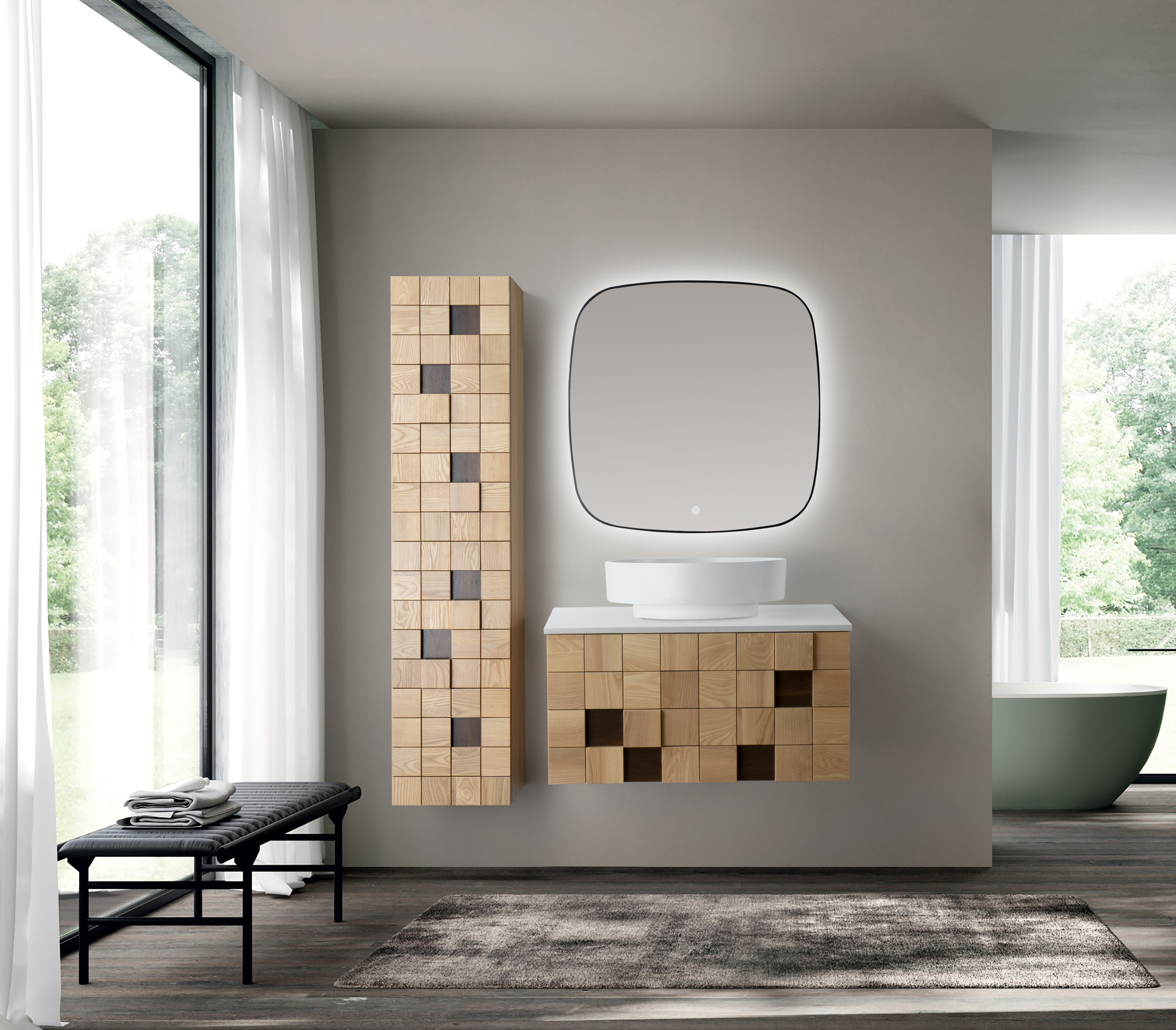MIMOZA WASTAFELONDERKAST - 1 LADE - GREEPLOOS  - SOFT CLOSE – 79X40X52 CM - LICHT EIKEN