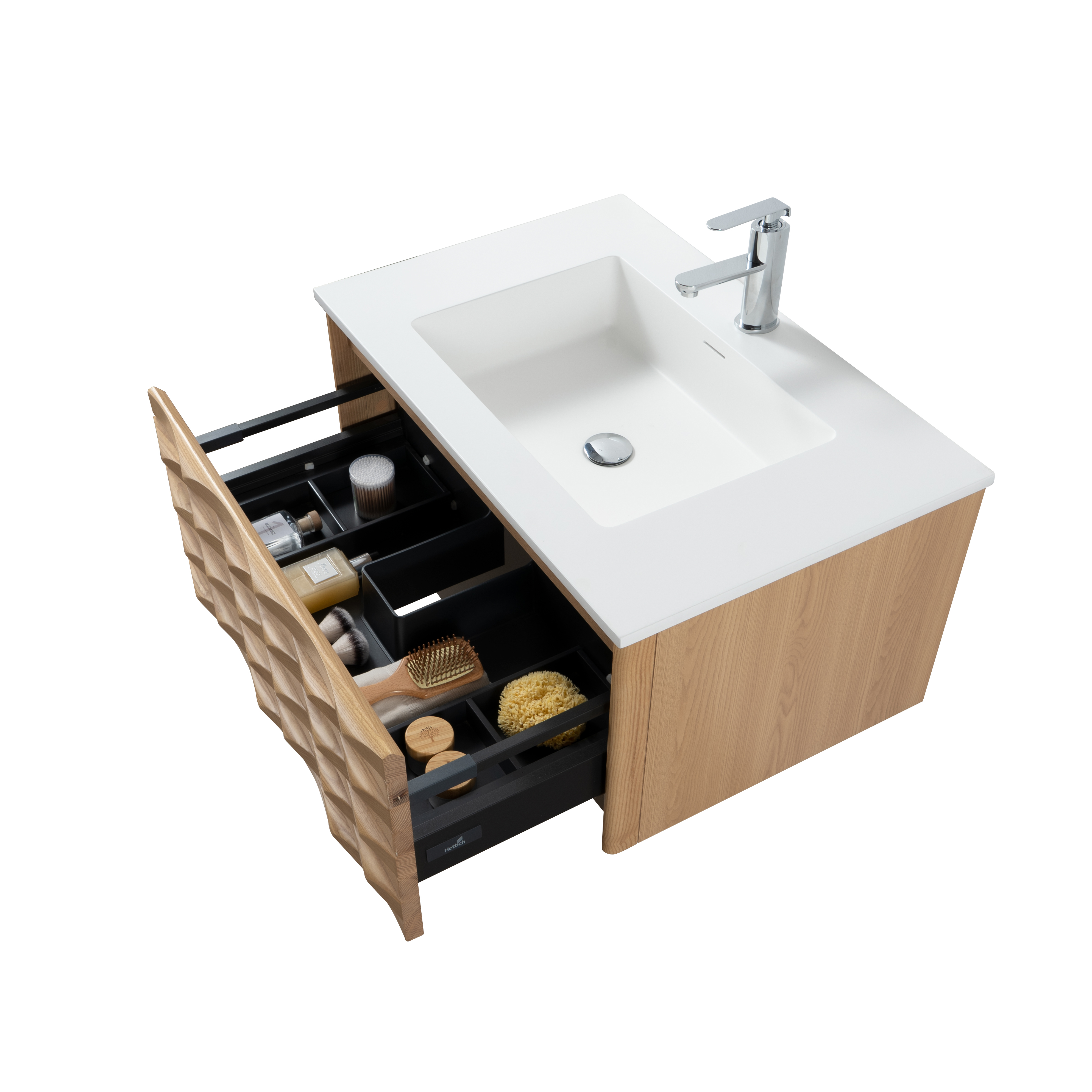 MAGNOLIA WASTAFELONDERKAST - 1 LADE - GREEPLOOS  - SOFT CLOSE – 79X40X52 CM - LICHT EIKEN