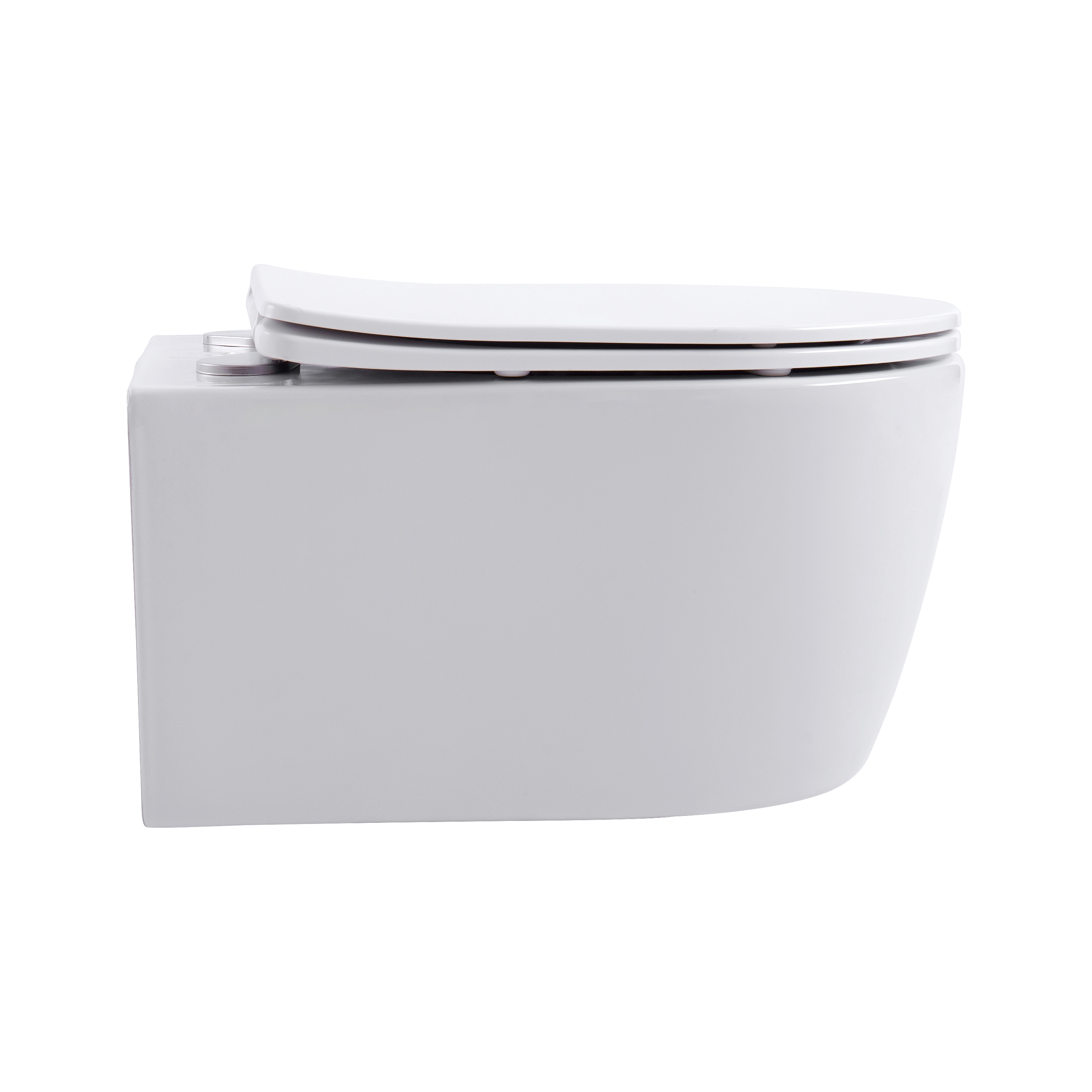 ALONI PRO HANGTOILET - RANDLOOS - MET ZITTING - DUROPLAST - SOFT CLOSE - QUICK RELEASE - COMPACT 49 CM - 36X25X49 CM - GLANZEND WIT
