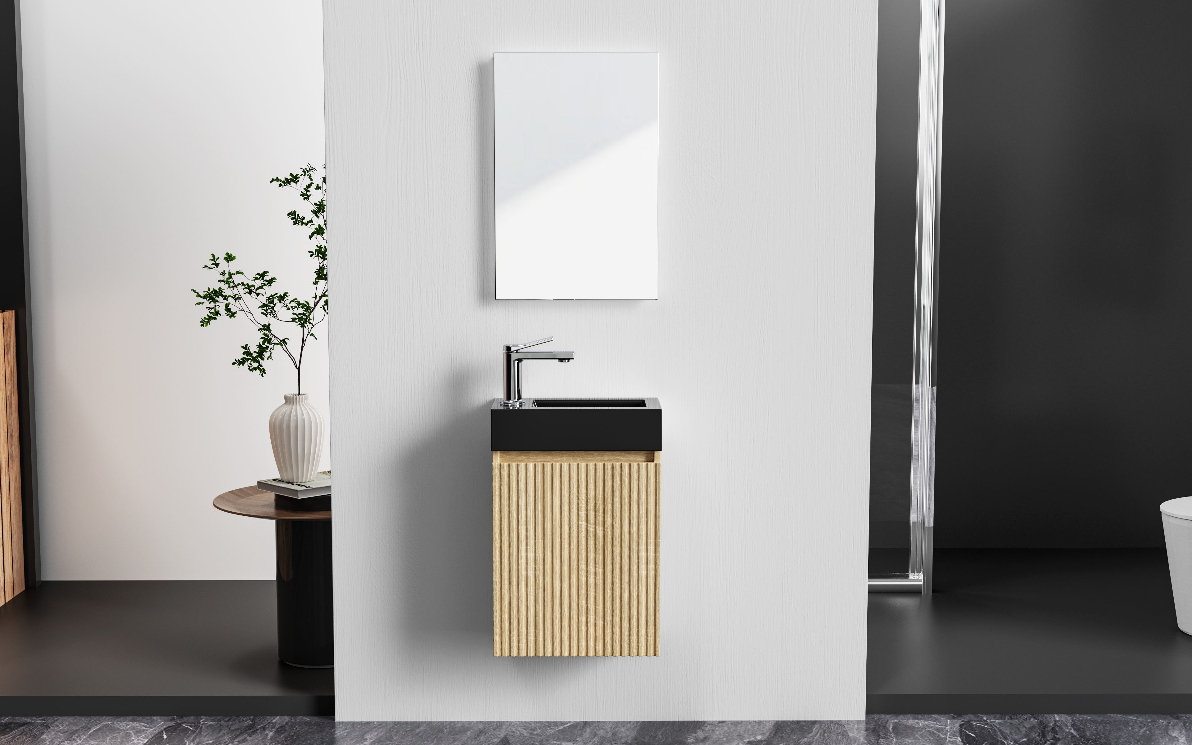 ALONI MIKARO TOILET CABINET - 1 DOOR - REVERSIBLE - WITHOUT HANDLE - SOFT CLOSE - 40X50X22.3CM - LIGHT OAK