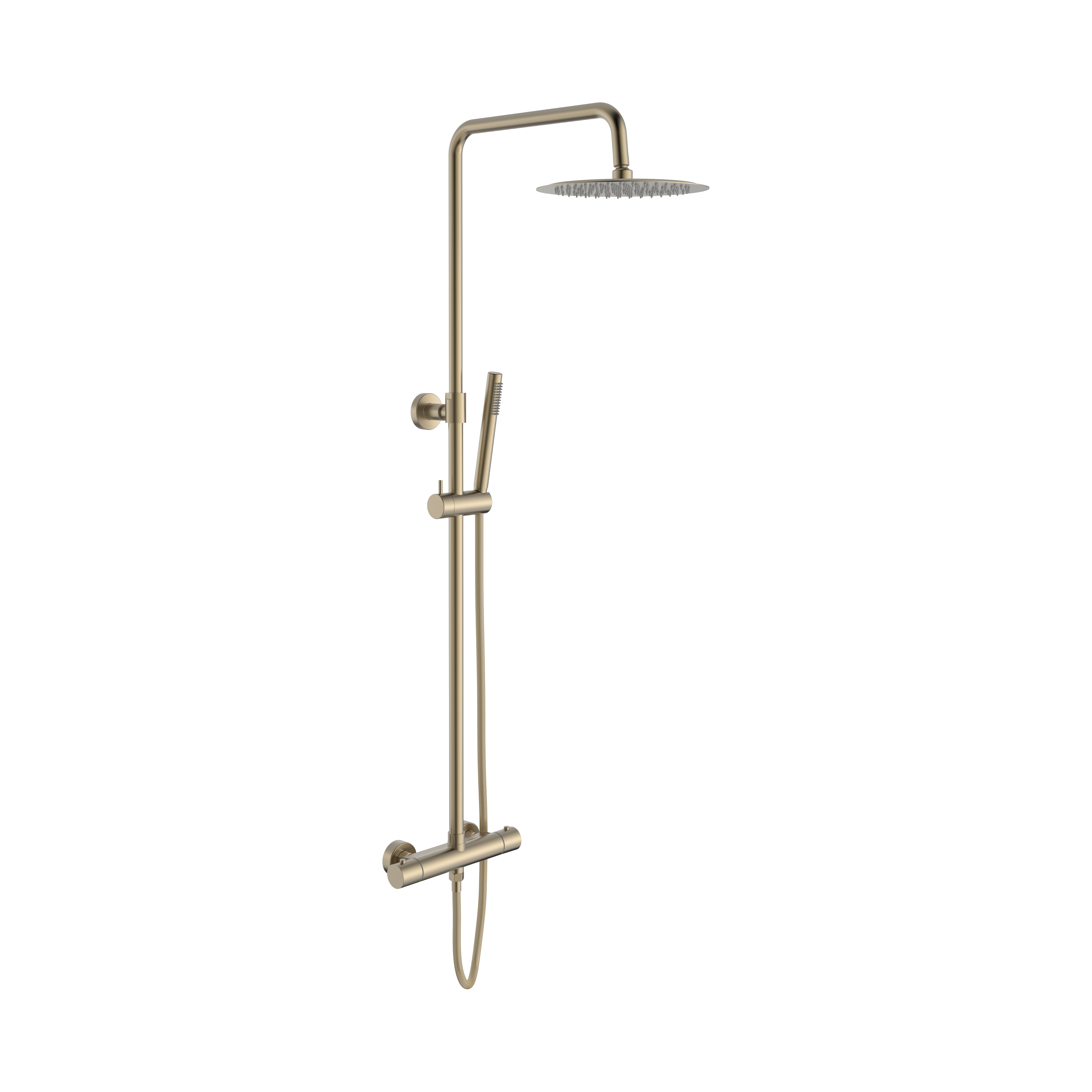 ALONI OPTIMA RONDO REGENDOUCHESET - THERMOSTATISCH - OPBOUW - COOL TOUCH - BELGAQUA - GEBORSTELD GOUD (PVD)