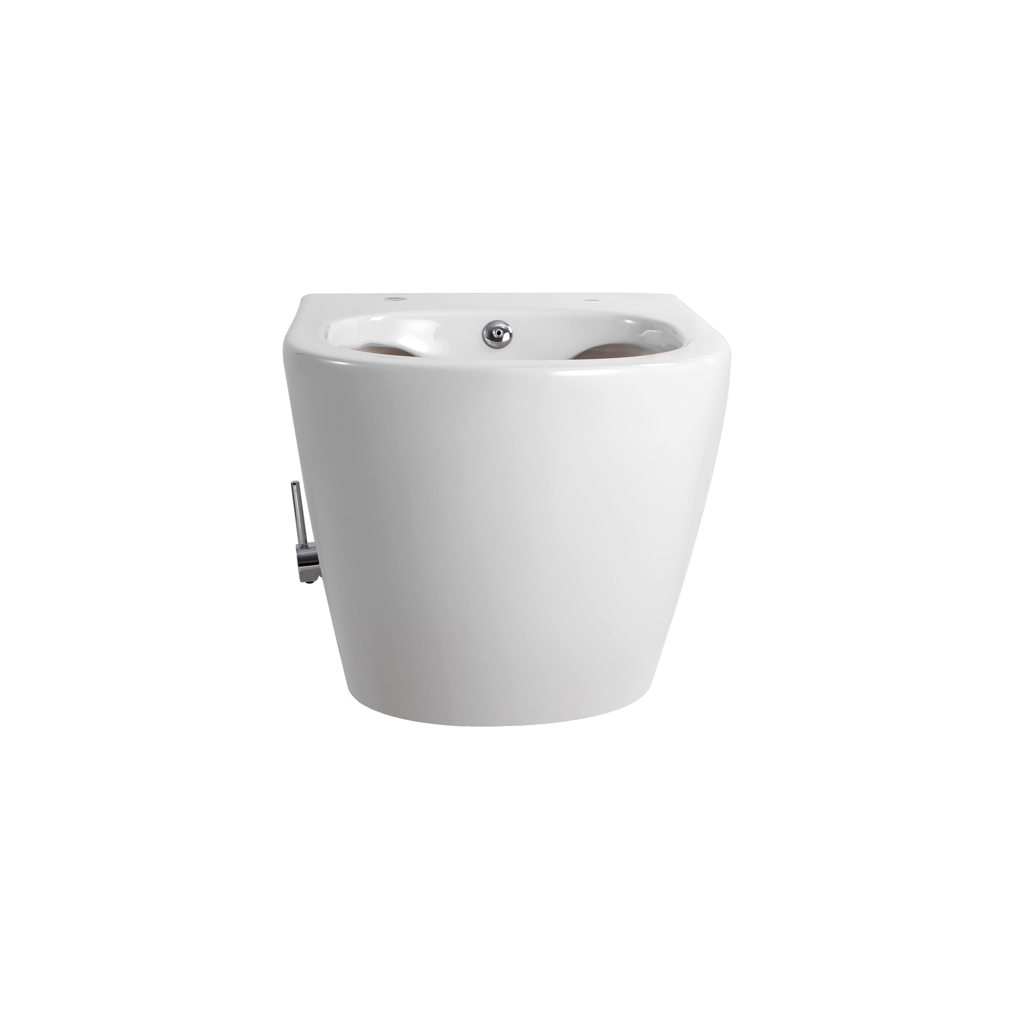 DARLO WALL-HUNG TOILET WITH BIDET - RIMLESS - WITH COLD WATER BIDET TAP - WITHOUT SEAT - COMPACT 49 CM - GLOSSY WHITE