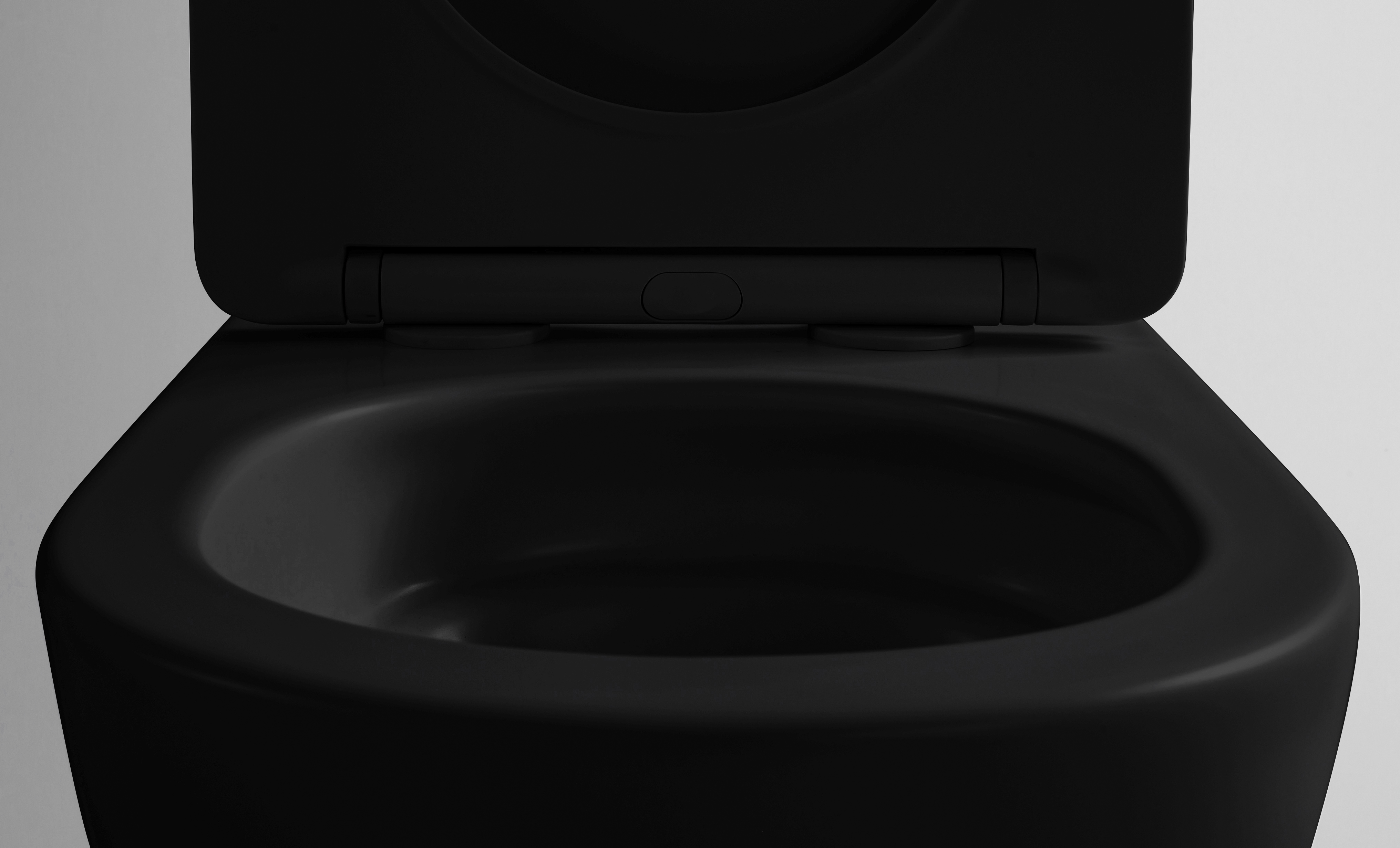 ALONI PRO WALL-HUNG TOILET – 360° FLUSH – RIMLESS – WITH SEAT – DUROPLAST – SOFT CLOSE – QUICK RELEASE – COMPACT 49 CM – 36X32X49 CM – MATT BLACK