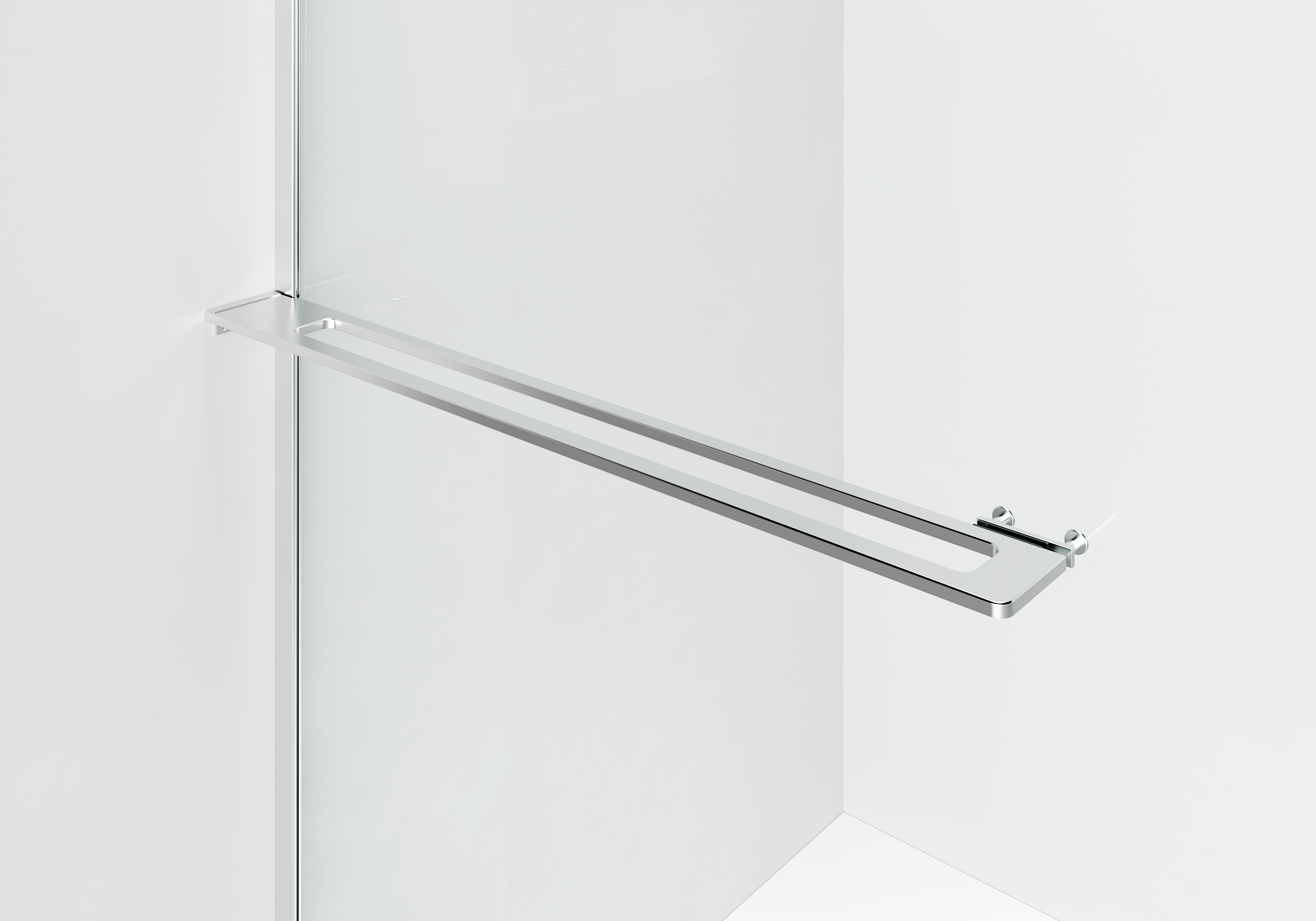 CURVY INLOOPDOUCHE MET HANDDOEKHOUDER - GEBOGEN - MET ANTI-KALKBEHANDELING - OMKEERBAAR - 8MM VEILIGHEIDSGLAS - 120X200CM - CHROOM - HELDER GLAS