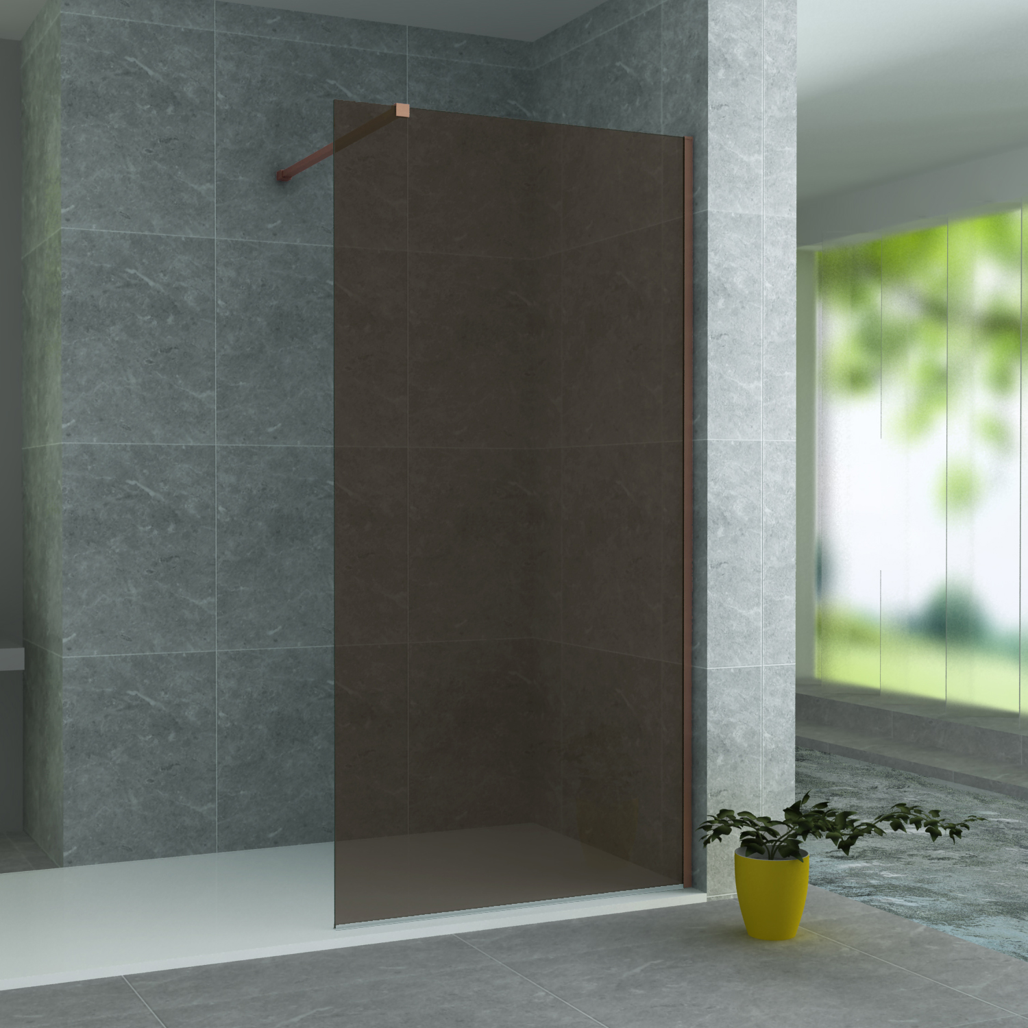 ALONI GLASWAND VOOR INLOOPDOUCHE - 1000X2000MM - CHAMPAGNE GLAS