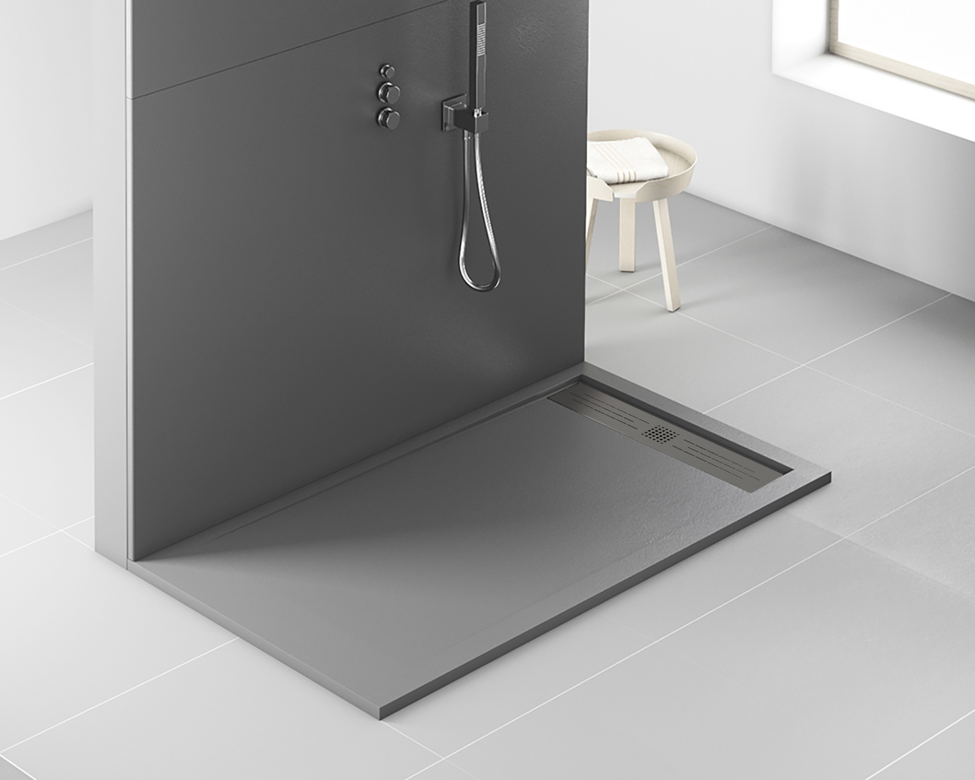 ALONI ELITE DOUCHEBAK - COMPOSIET - 140X90X3CM - MAT GRIJS