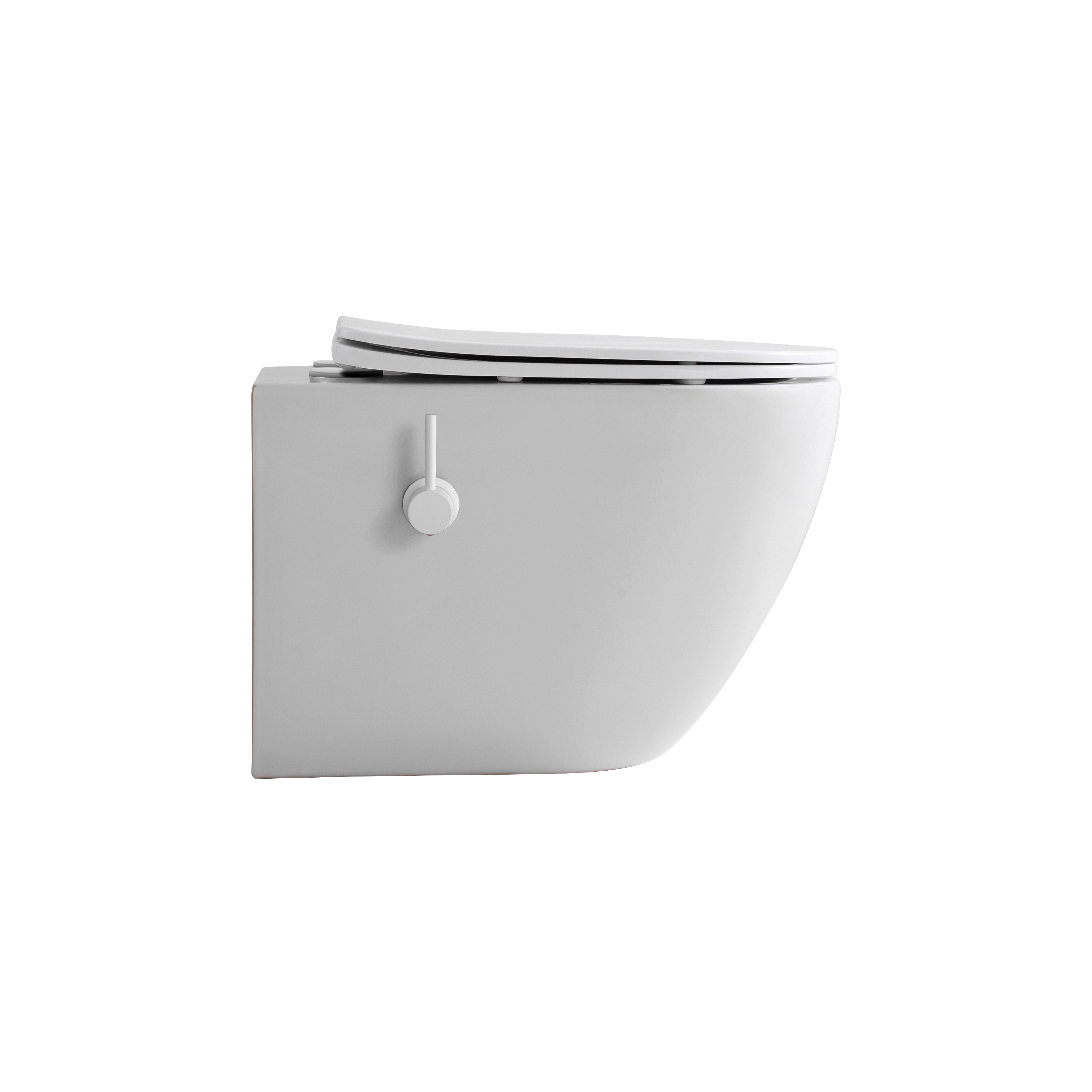 ALONI PRO HANGTOILET MET BIDET - 360° FLUSH - RANDLOOS - MET BIDETKRAAN KOUD EN WARM WATER - MET ZITTING - 52,5CM - MAT WIT