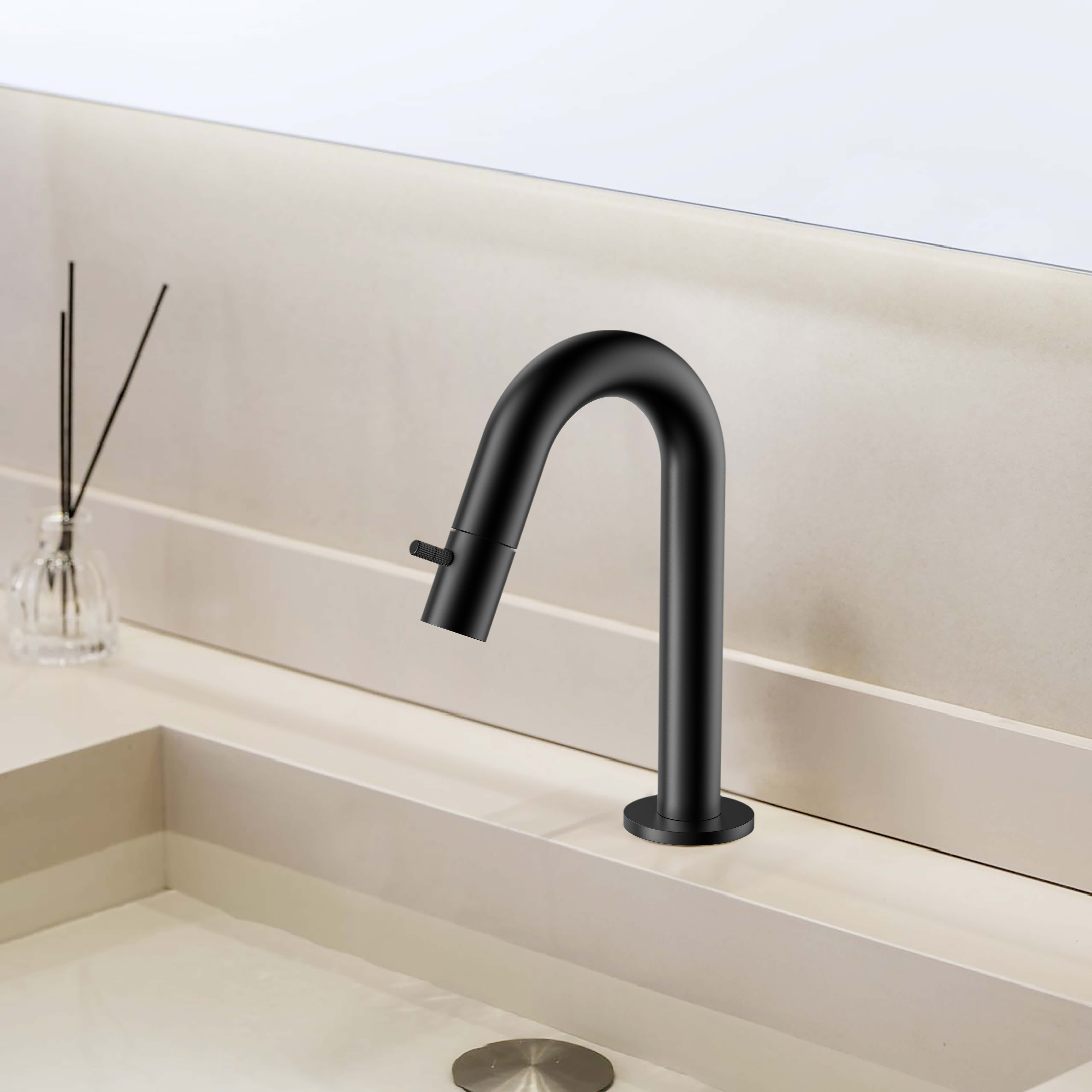 STRIA COLD WATER TAP – CURVED SPOUT – WITHOUT WASTE – MATT BLACK (PVD)