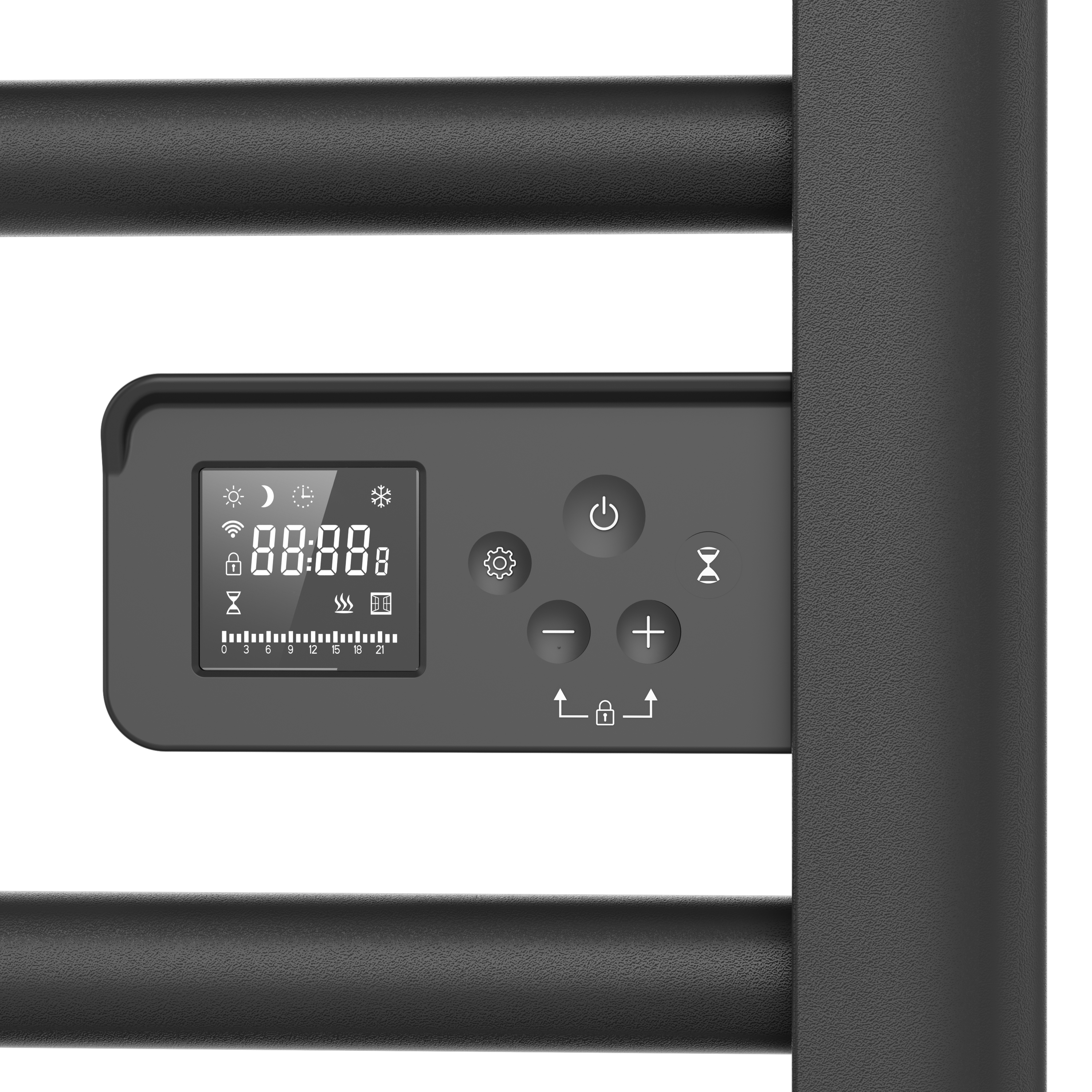 BELRAD ELEKTRISCHE HANDDOEKDROGER - MET DIGITALE PROGRAMEERBARE THERMOSTAAT - SMART WIFI - 1000W - 1800X540X133 MM - MAT ZWART