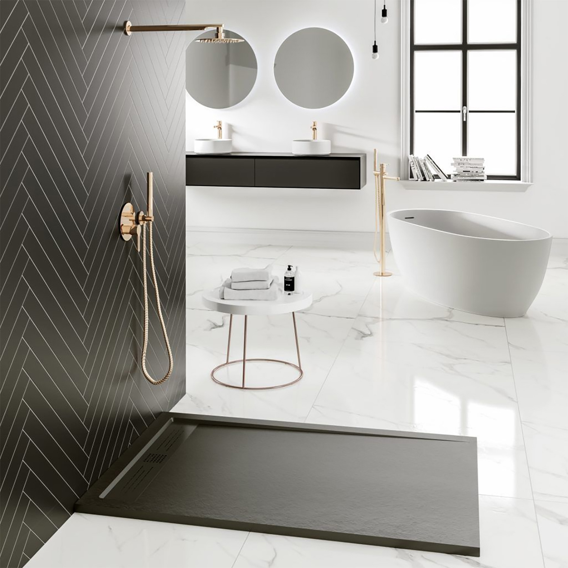 ALONI ELITE RECEVEUR DE DOUCHE - COMPOSITE - 120X80X3CM - NOIR MAT