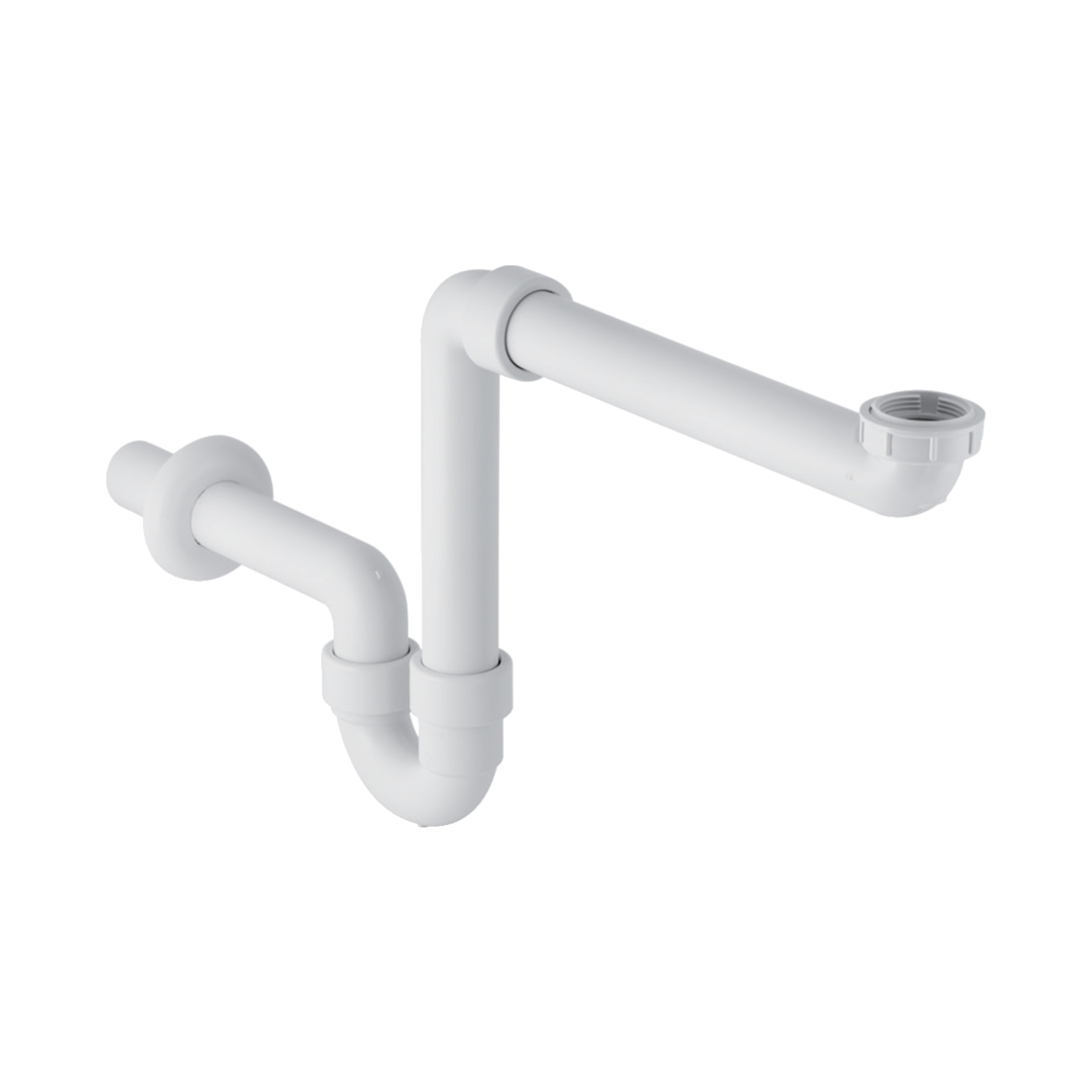 GEBERIT BUISSIFON - VOOR WASTAFEL - PLAATSBESPAREND - AFVOER HORIZONTAAL - 5/4"X 6/4" - D 40MM - KUNSTSTOF - WIT